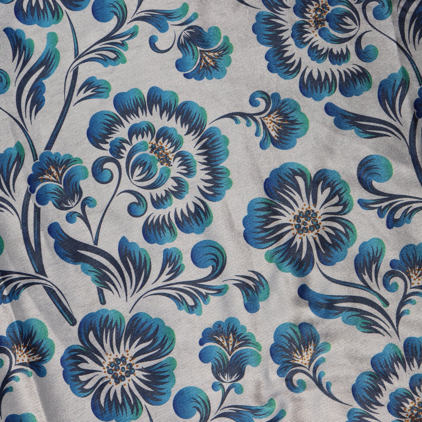 Blue Floral Bengaline Fabric 0.8 Metres