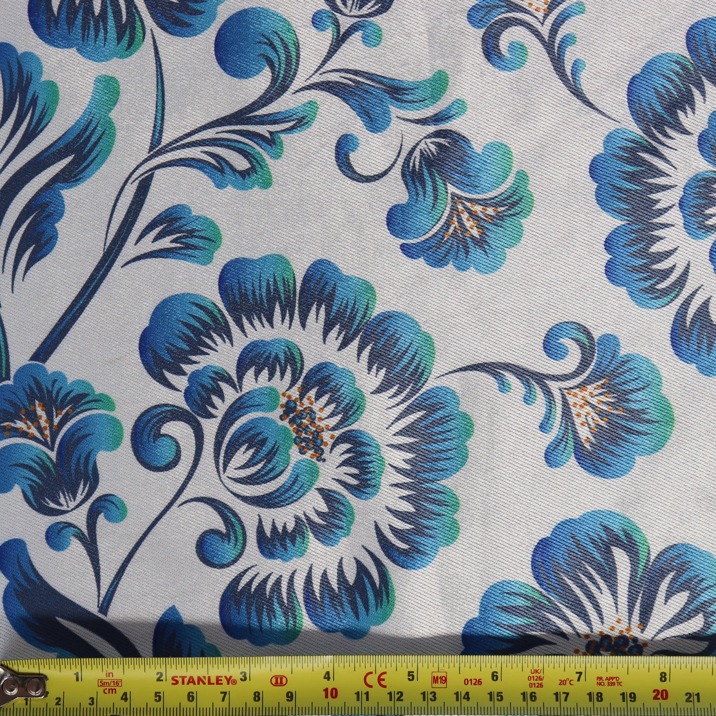 Blue Floral Bengaline Fabric 0.8 Metres