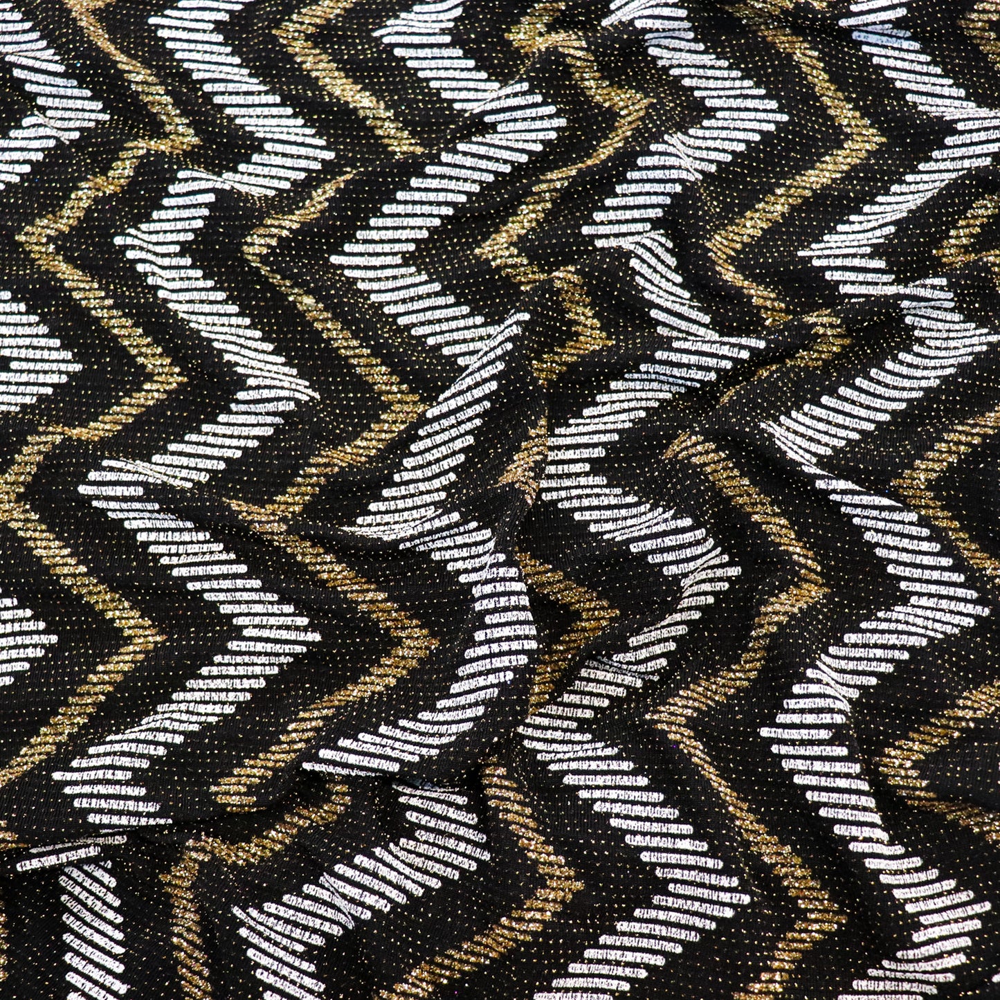 Gold Silver Zig Zag Glitter Lurex