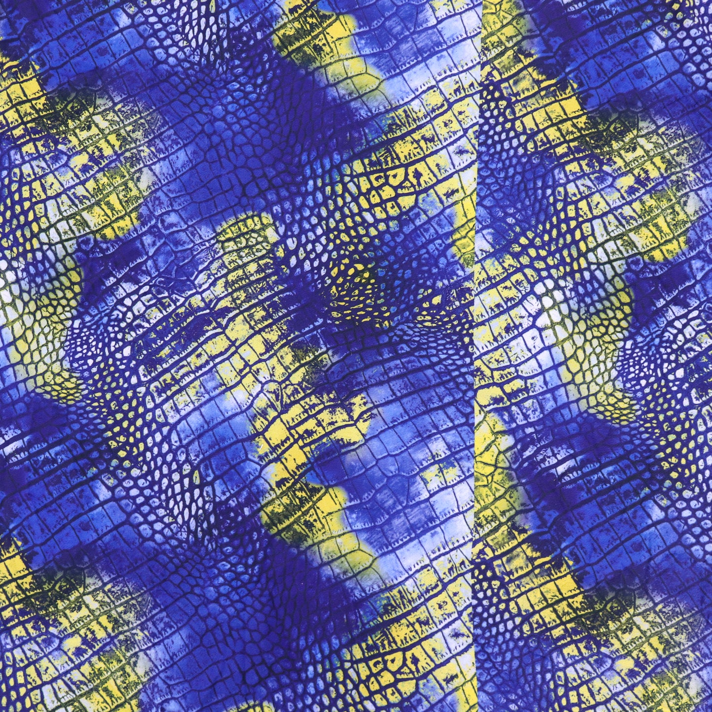 Blue Yellow Snake Skin Bubble Crepe Fabric