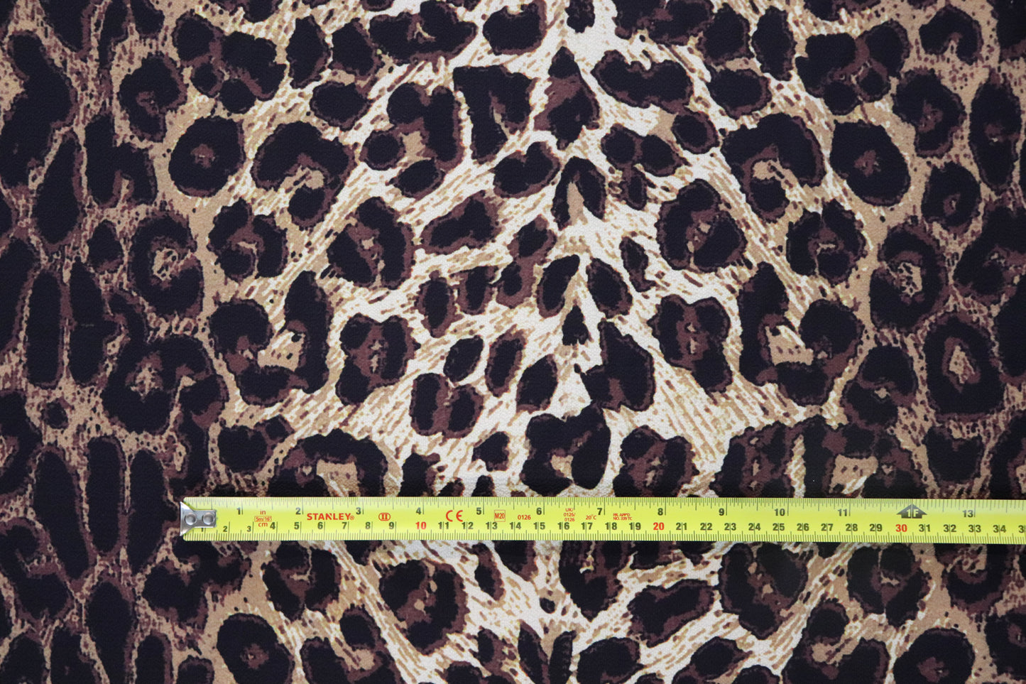 Brown Leopard Print Bubble Crepe Fabric