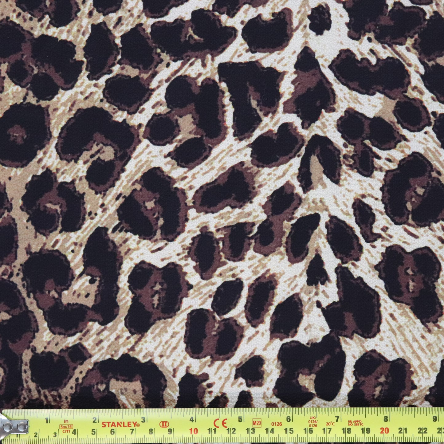 Brown Leopard Print Bubble Crepe Fabric
