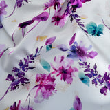 FS1241 Floral Orchid Print Scuba Stretch Knit Fabric Purple