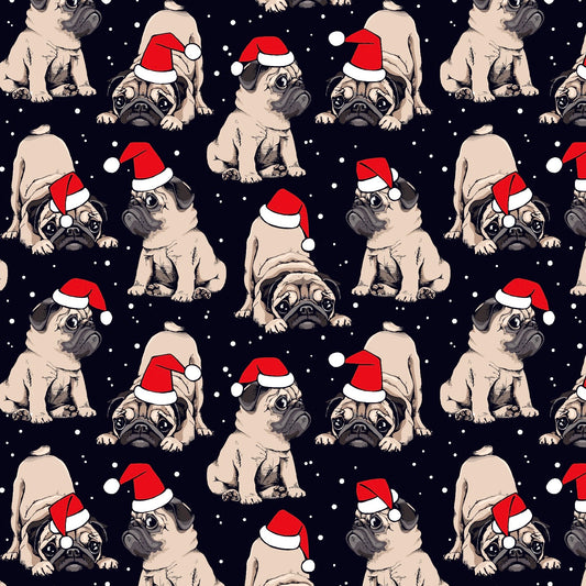 Christmas Pug Fabric