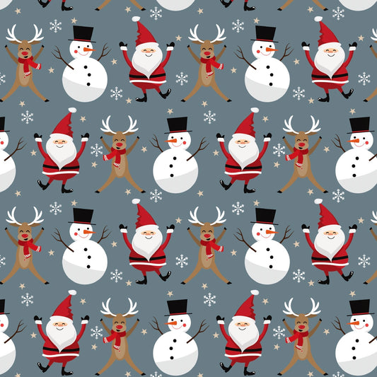 Grey Dancing Christmas Fabric