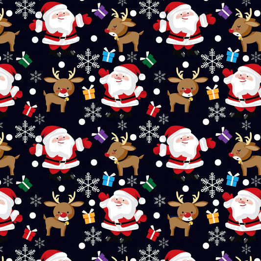 Santa & Reindeer Christmas Fabric