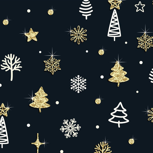 Gold Sparkle Trees & Snowflakes