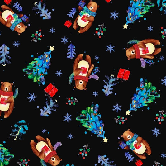 Watercolour Christmas Fabric