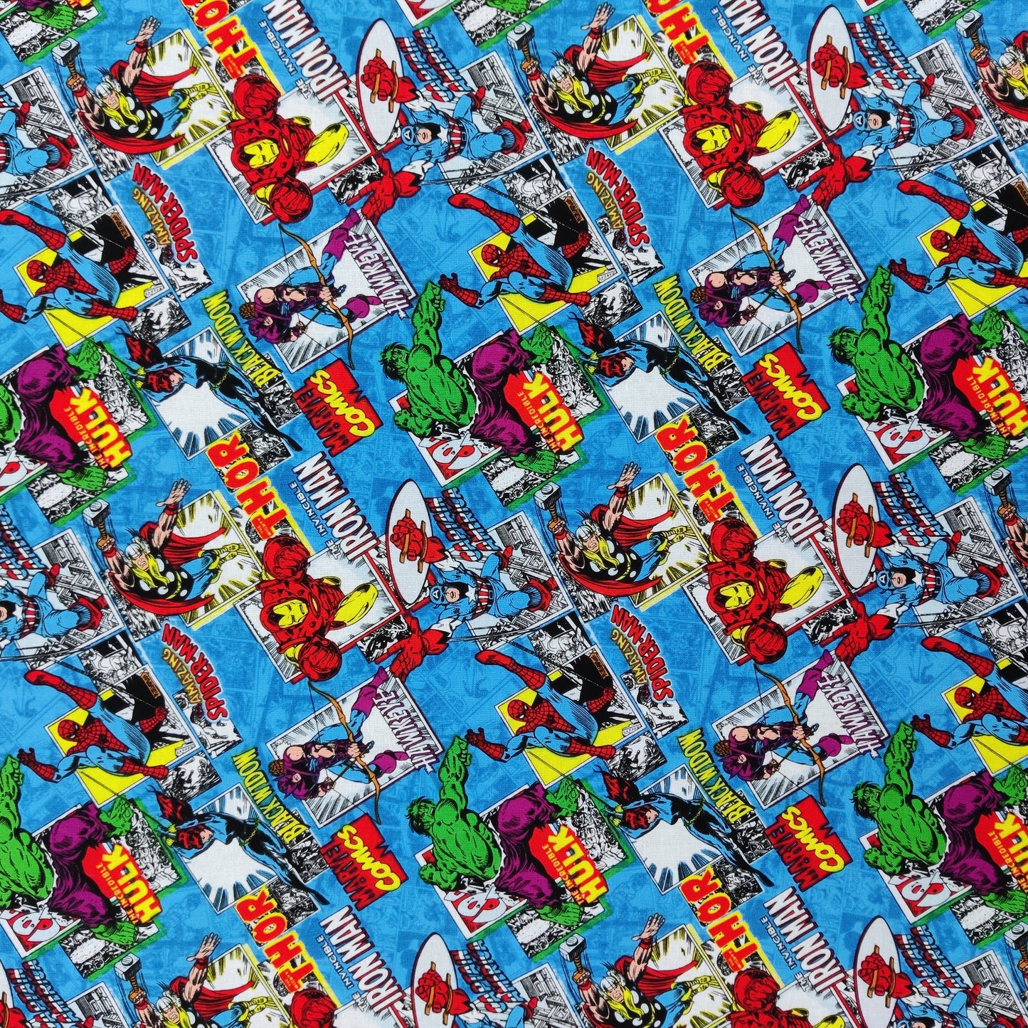 Marvel Characters Hulk Iron Man Cotton Fabric 0.85 Metres