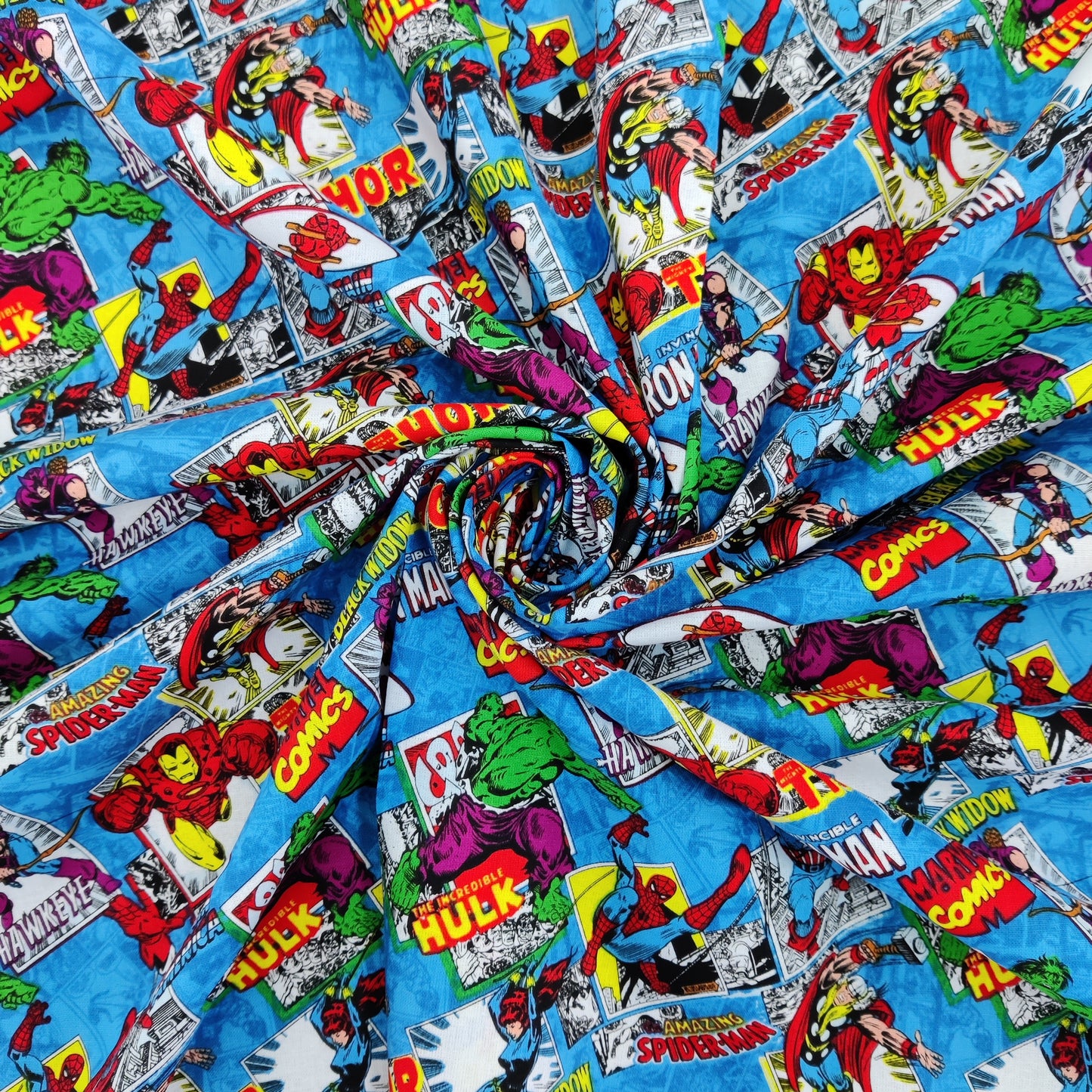 Marvel Characters Hulk Iron Man Cotton Fabric 0.85 Metres