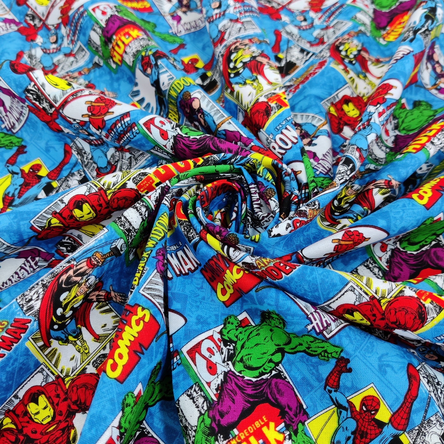 Marvel Characters Hulk Iron Man Cotton Fabric 0.85 Metres