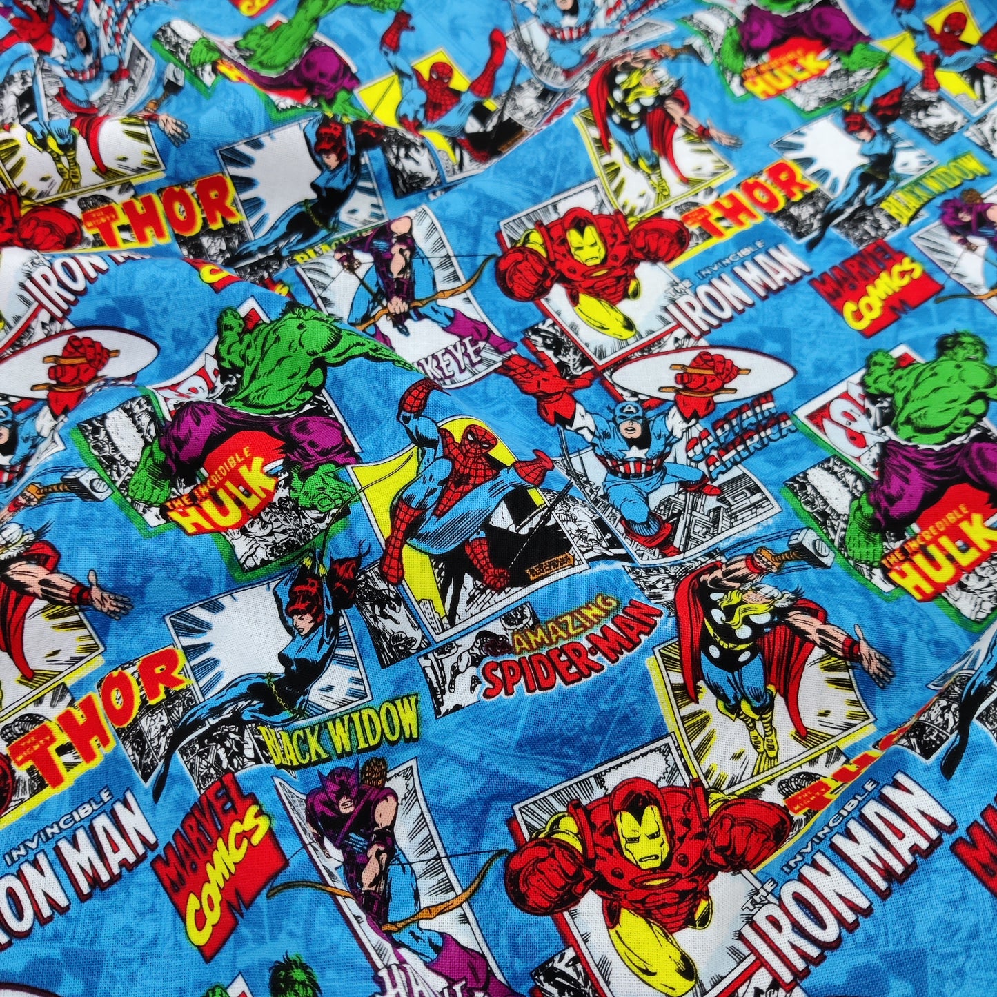 Marvel Characters Hulk Iron Man Cotton Fabric 0.85 Metres
