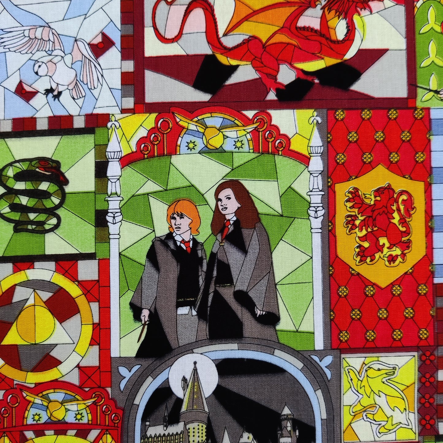Harry Potter Stained Glass Cotton Fabric 0.38 Metres