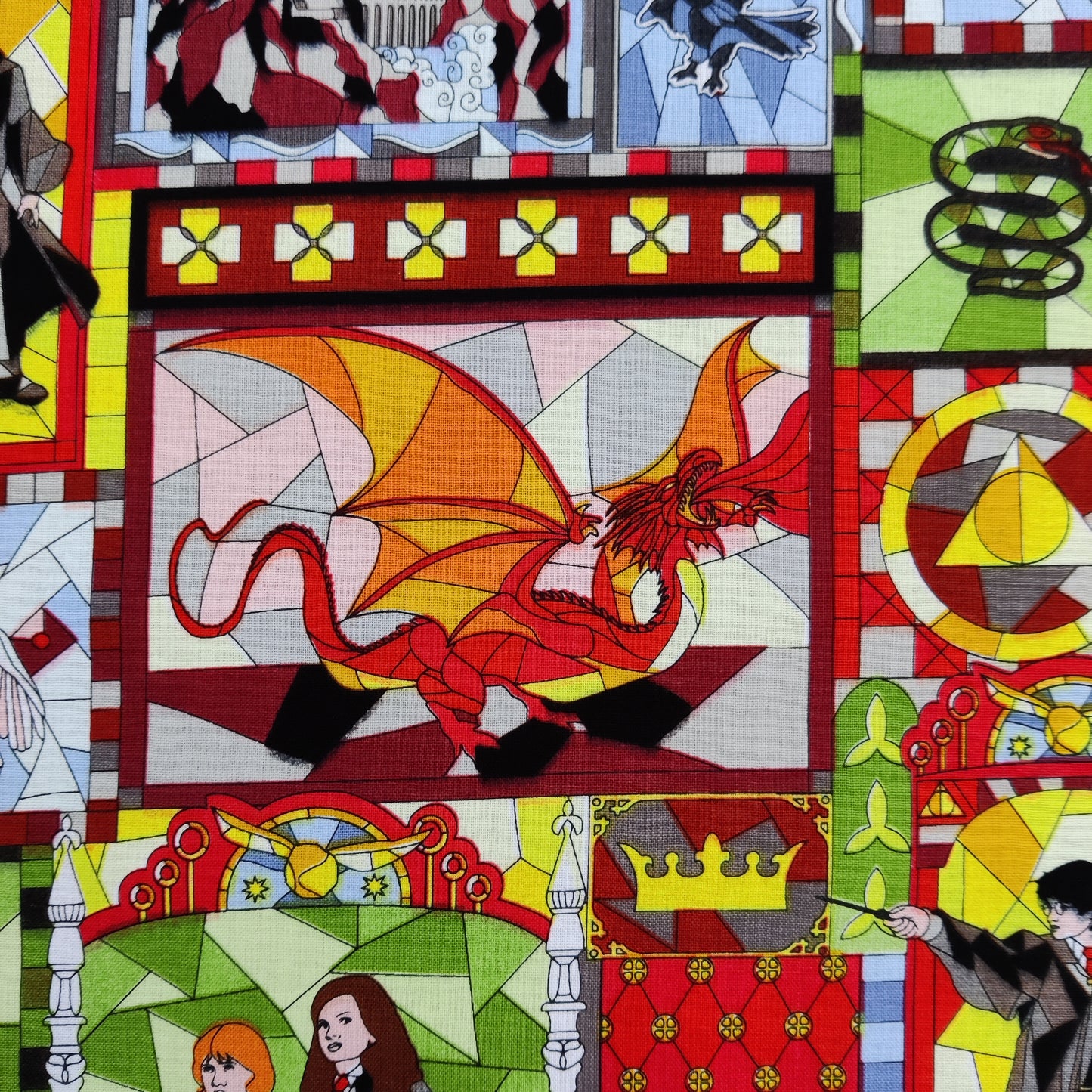 Harry Potter Stained Glass Cotton Fabric 0.38 Metres