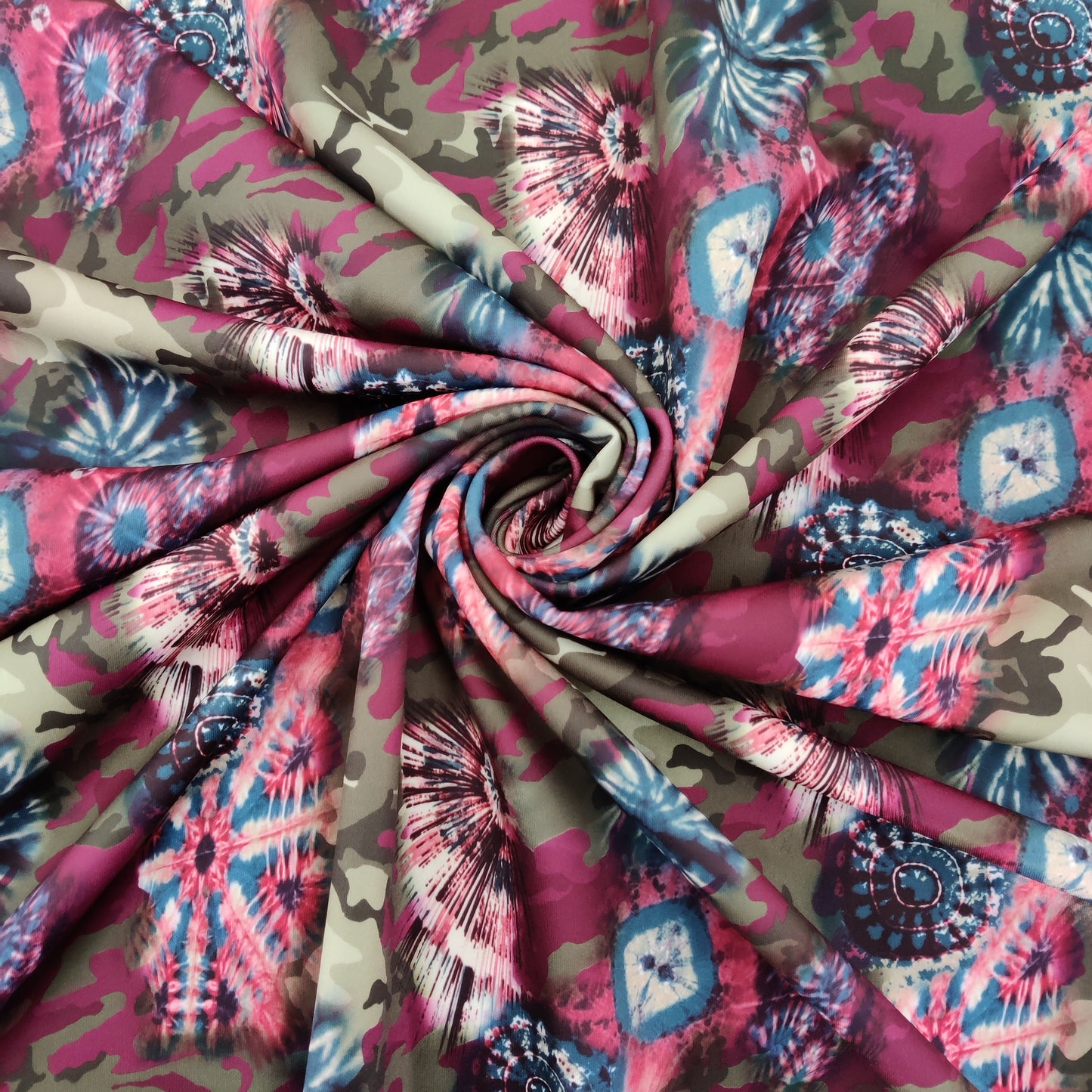 Camouflage Tie Dye Scuba Stretch Fabric Lightweight Material