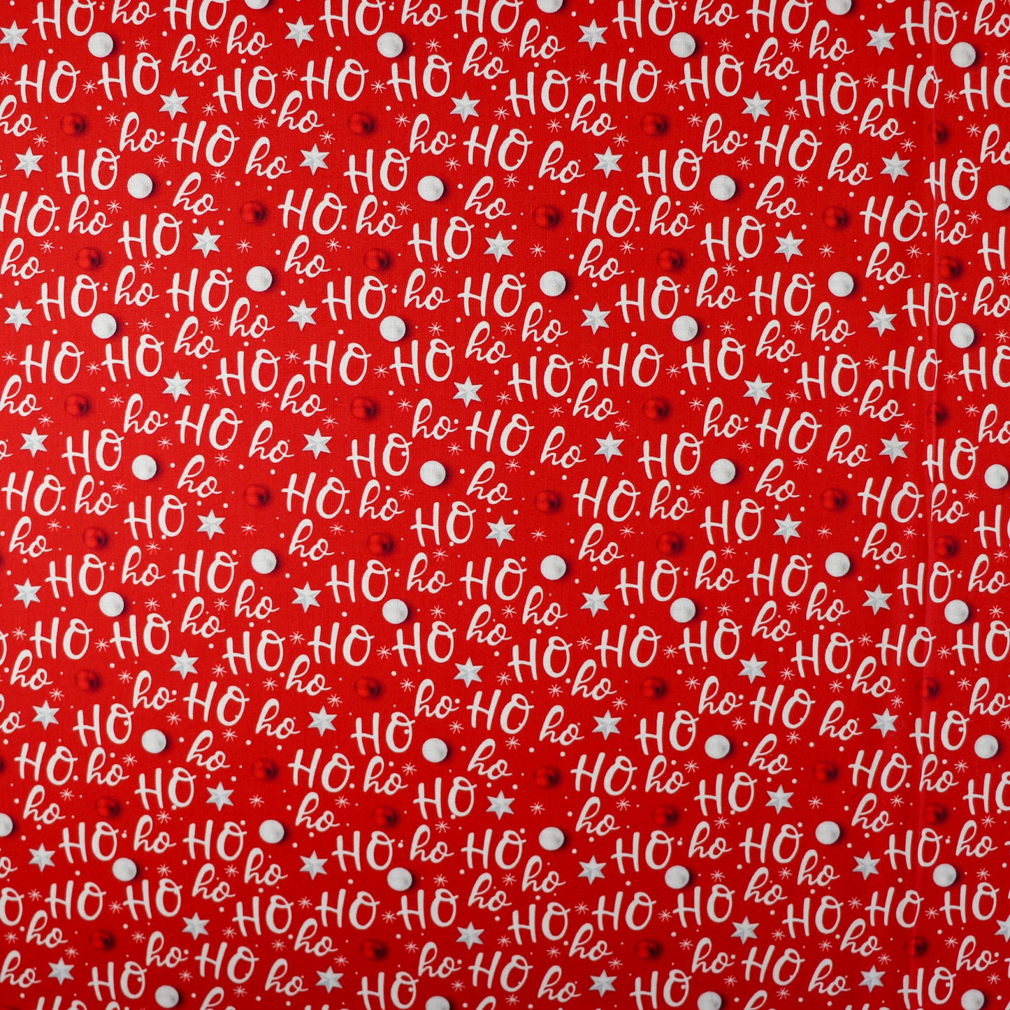 FS1069 Christmas Ho Ho Ho Cotton Fabric Red