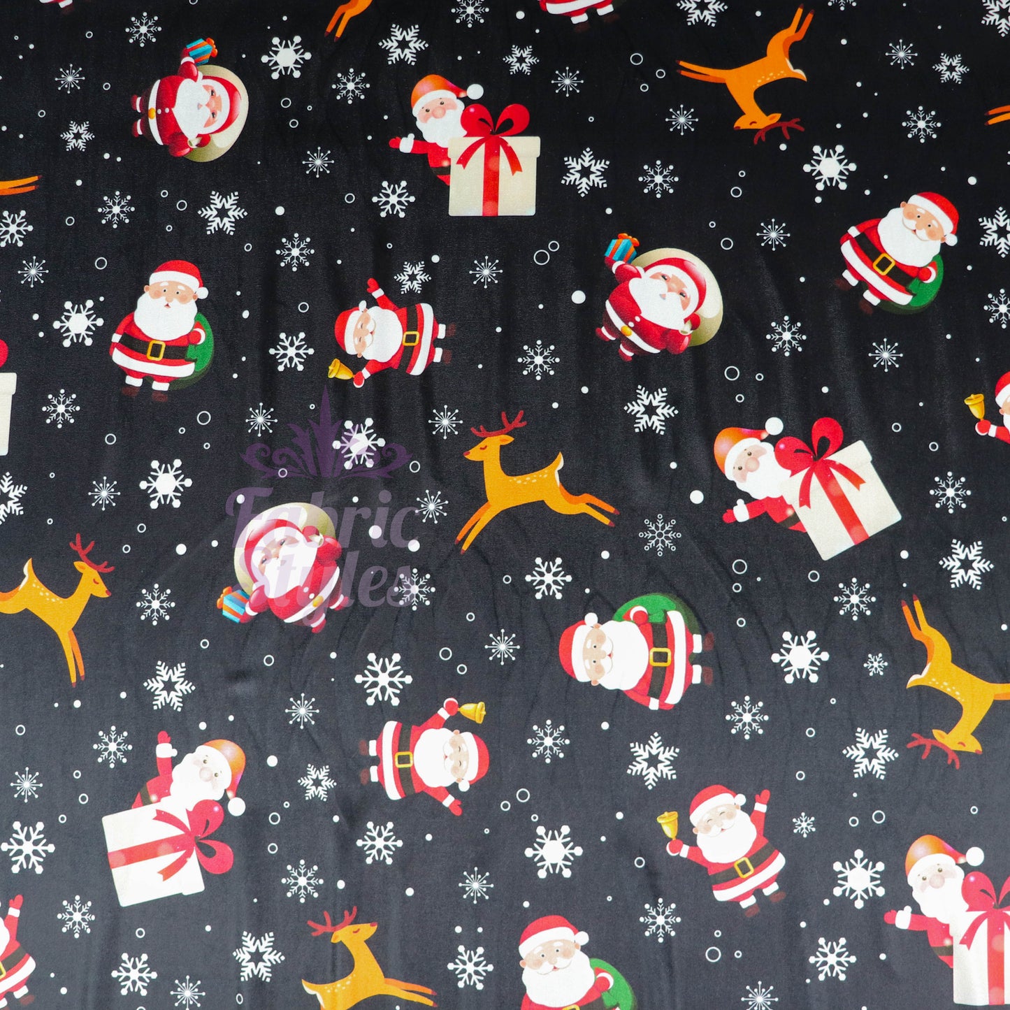 Santa Reindeer Christmas Velvet Fabric