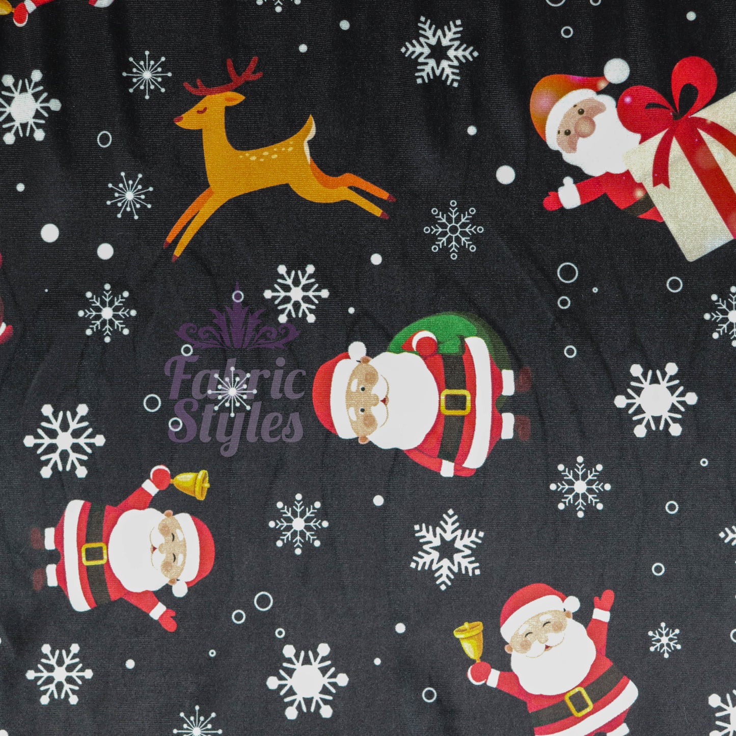 Santa Reindeer Christmas Velvet Fabric