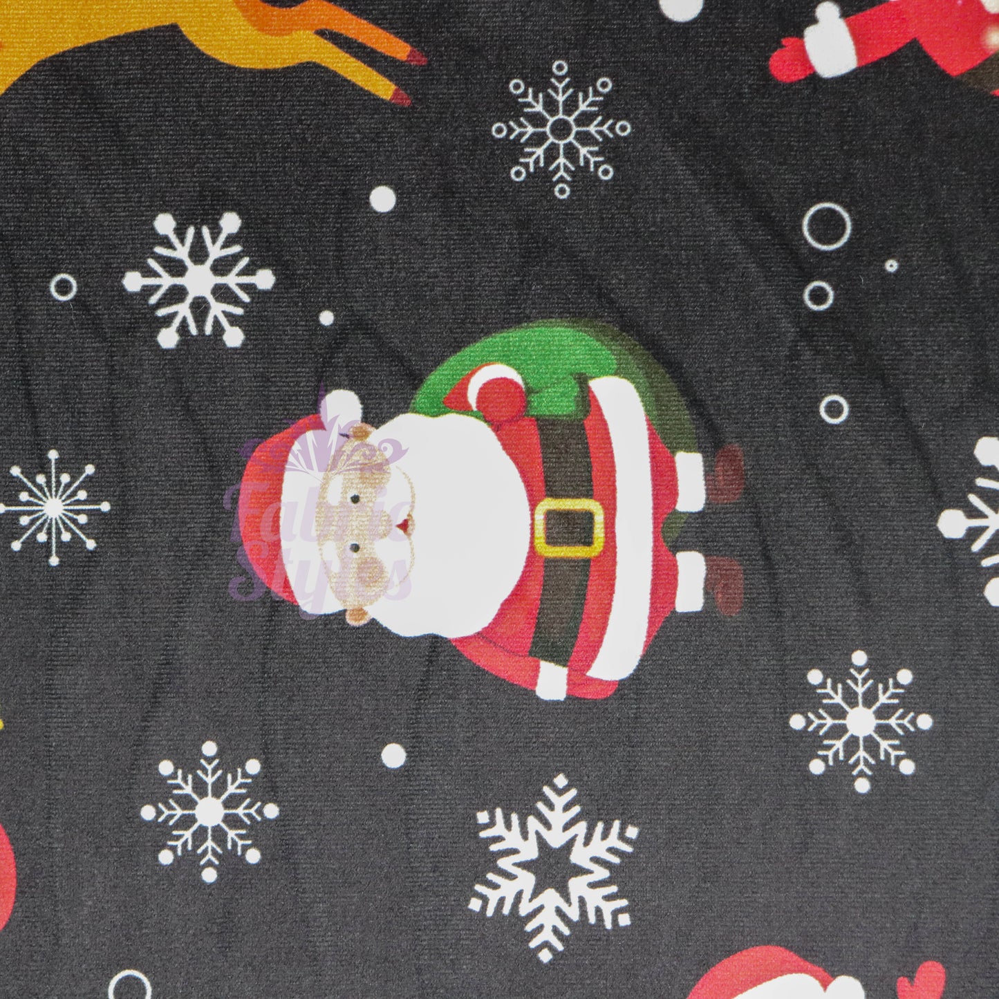 Santa Reindeer Christmas Velvet Fabric