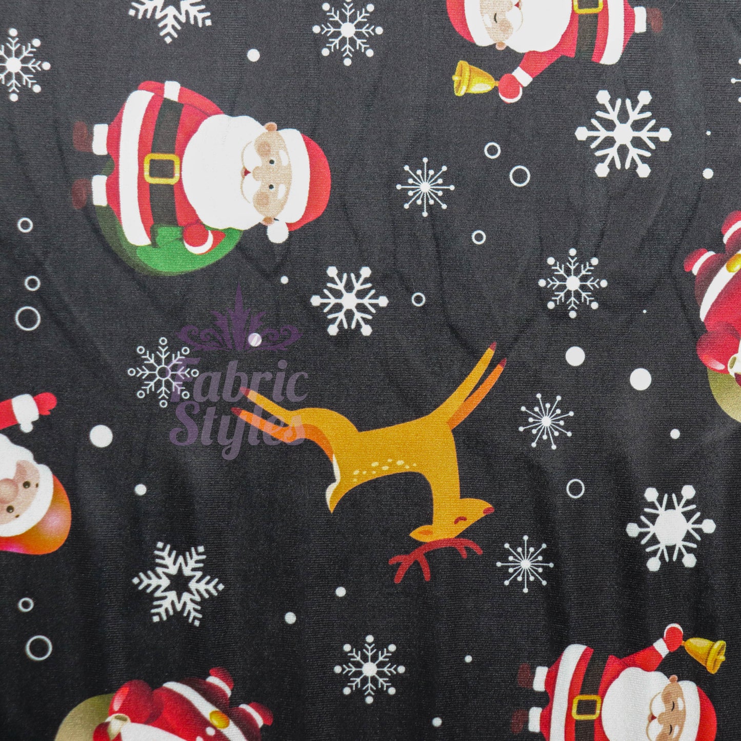 Santa Reindeer Christmas Velvet Fabric