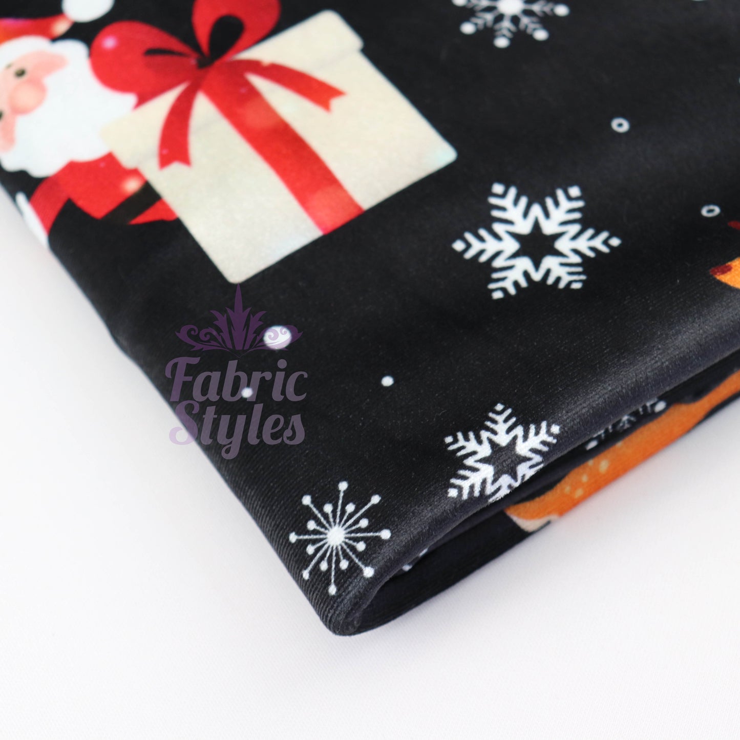 Santa Reindeer Christmas Velvet Fabric