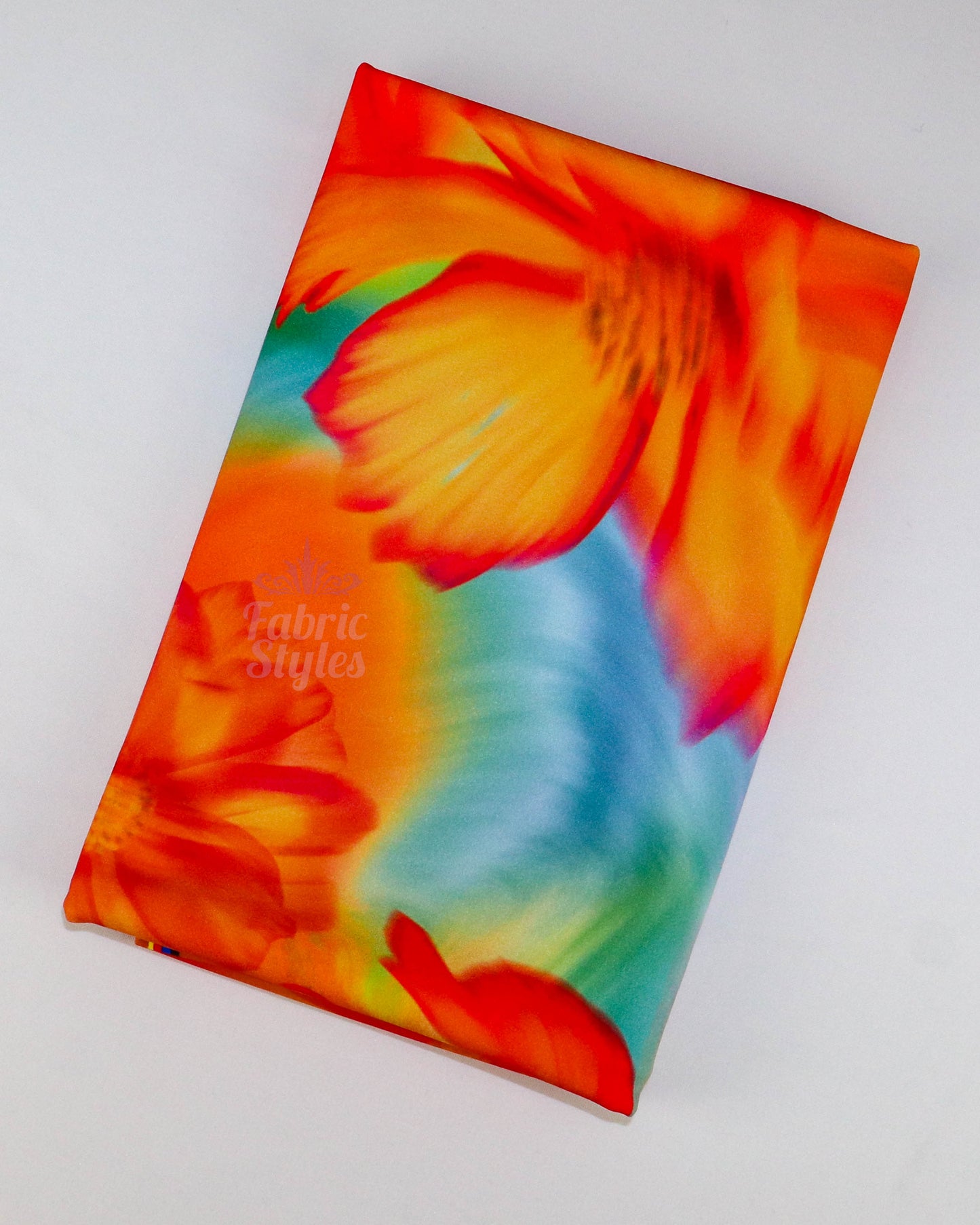 Bright Orange Floral Scuba Crepe Fabric