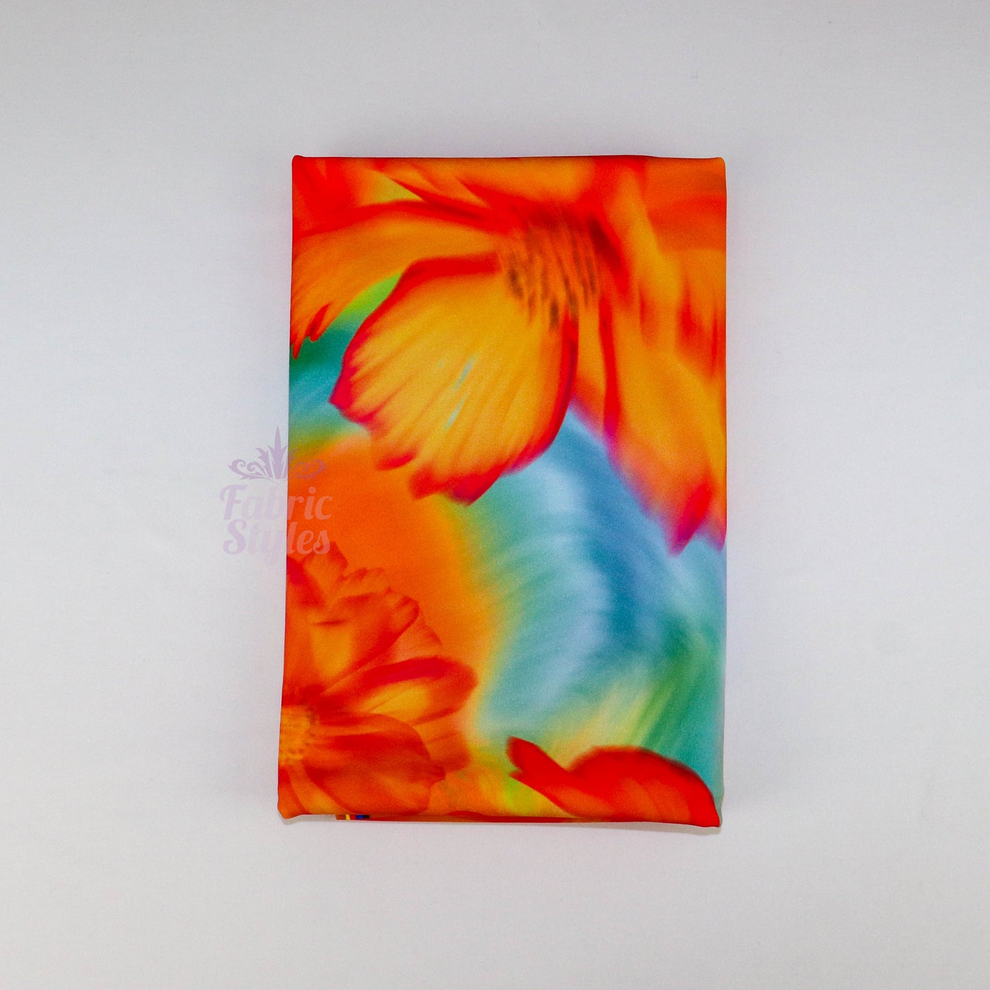 Bright Orange Floral Scuba Crepe Fabric