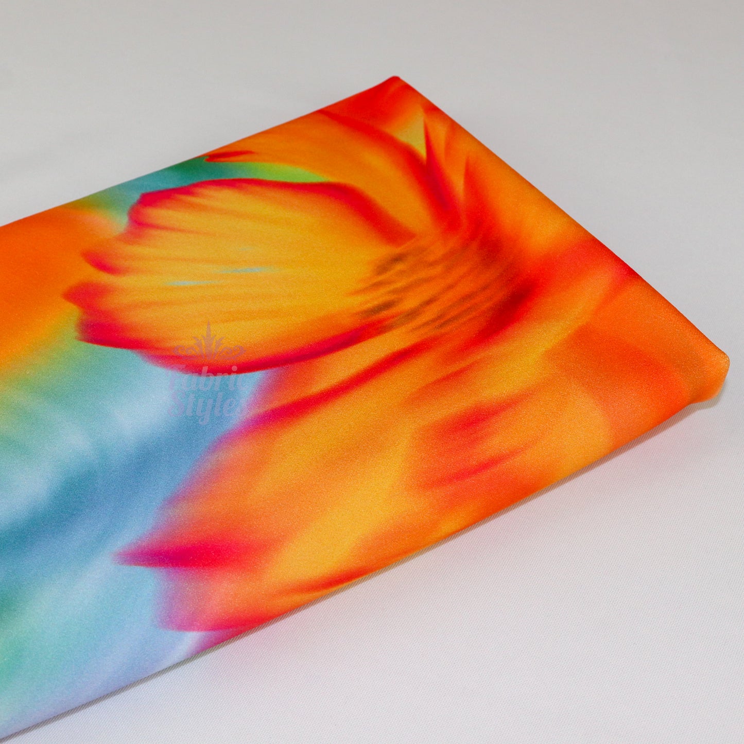 Bright Orange Floral Scuba Crepe Fabric