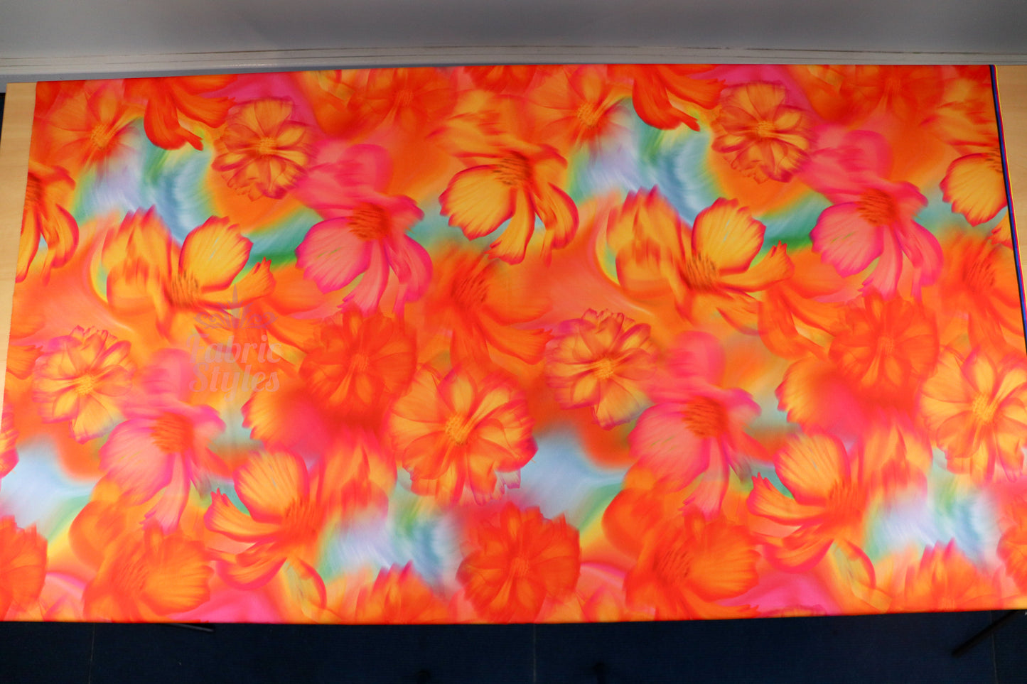 Bright Orange Floral Scuba Crepe Fabric