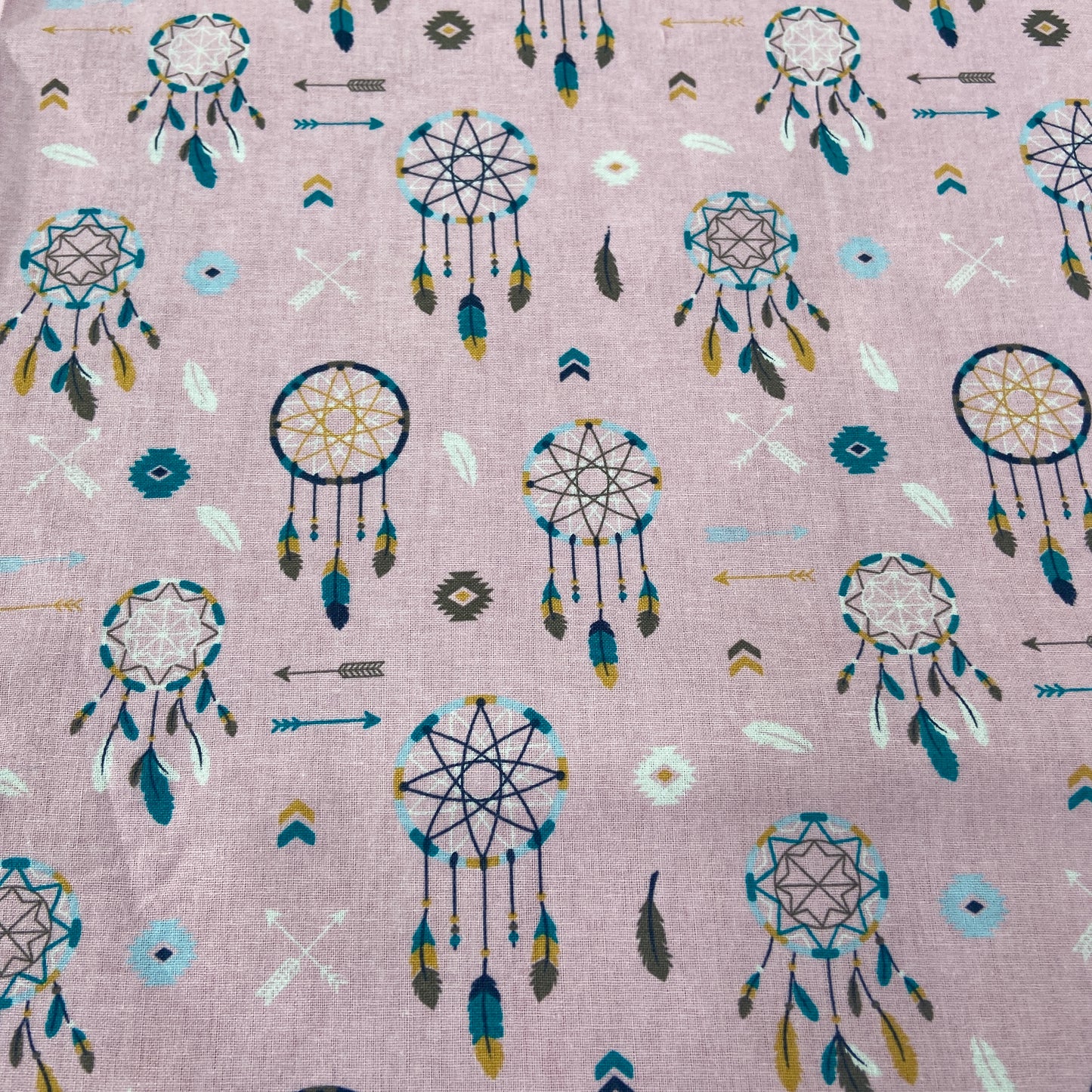 Pink Dreamcatcher Totem Cotton Fabric 0.85 Metres
