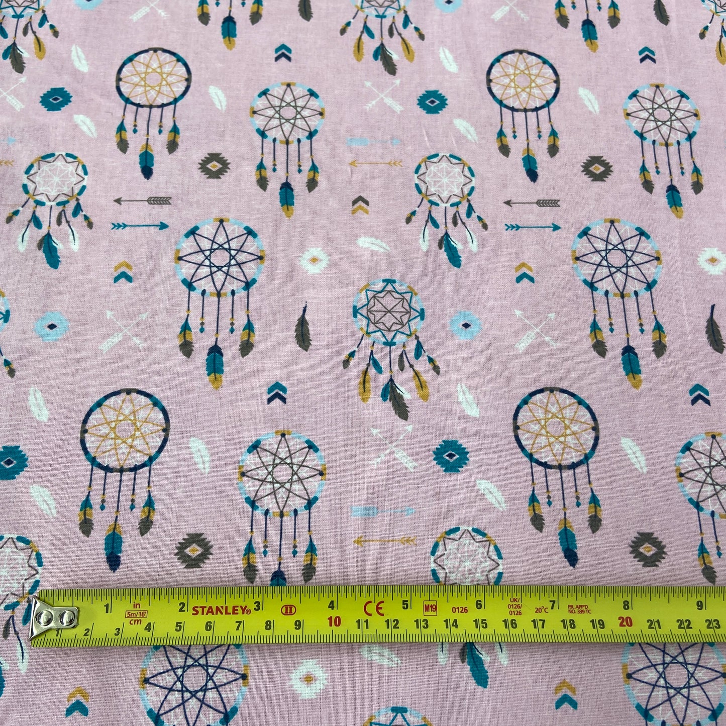 Pink Dreamcatcher Totem Cotton Fabric 0.85 Metres