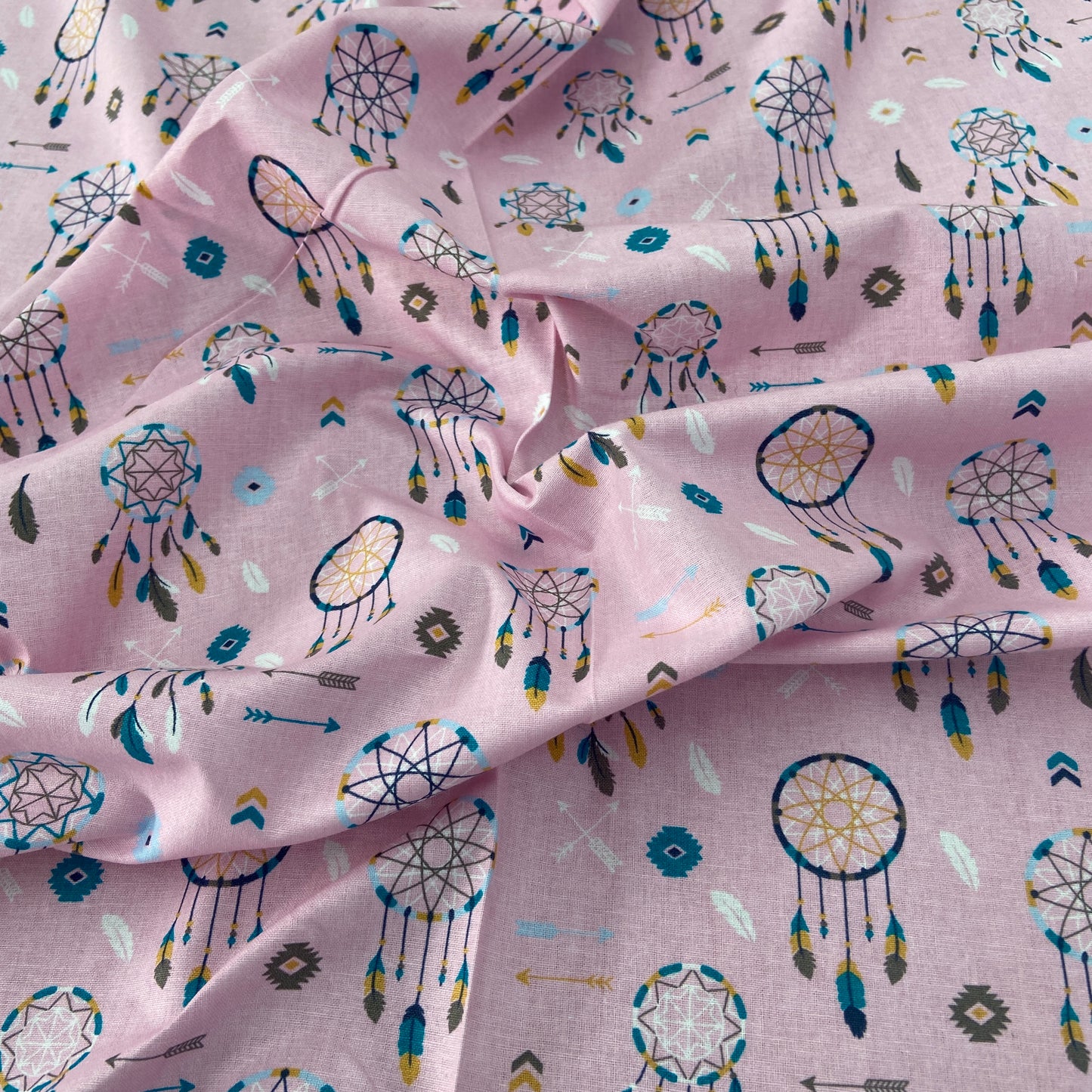 Pink Dreamcatcher Totem Cotton Fabric 0.85 Metres