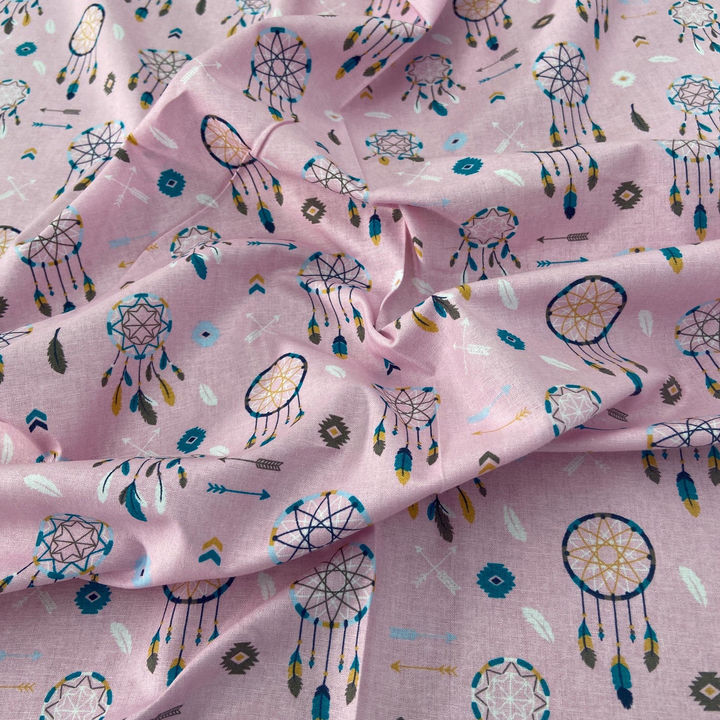 Pink Dreamcatcher Totem Cotton Fabric 0.85 Metres