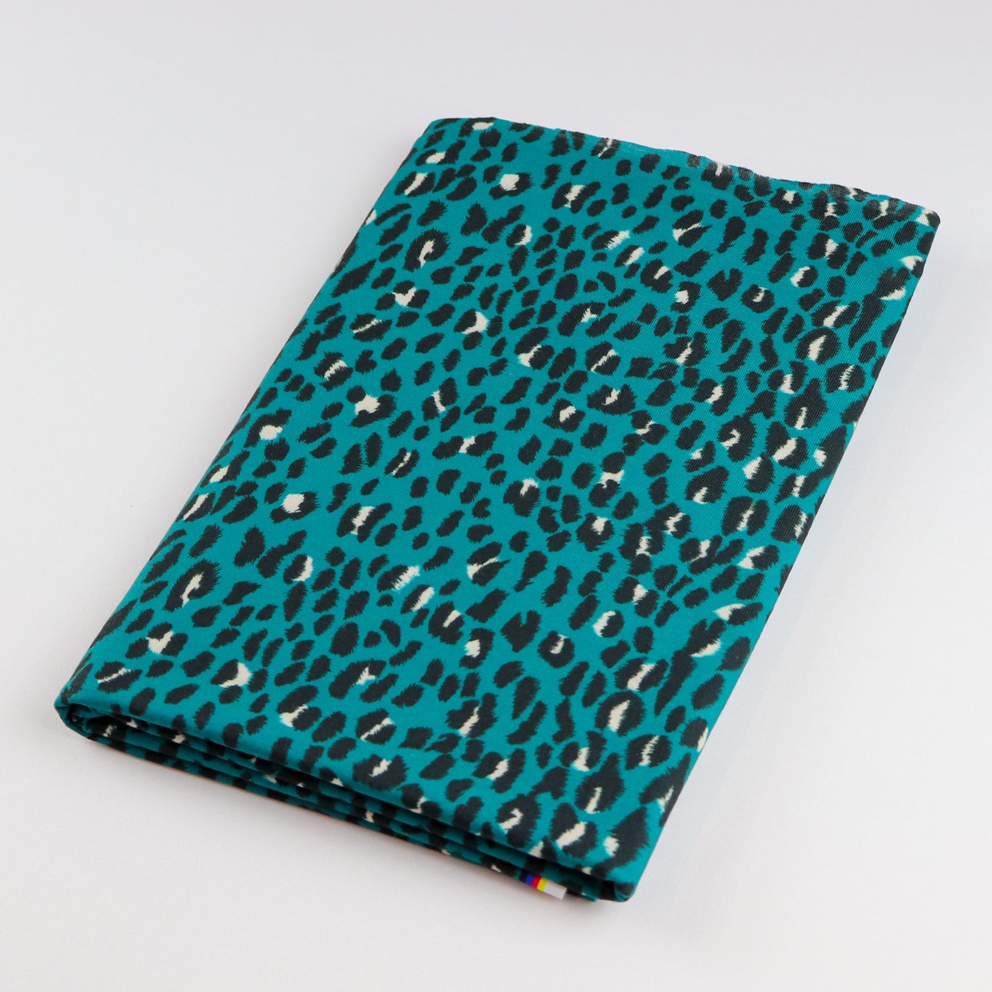 Teal Leopard Spun Polyester Fabric