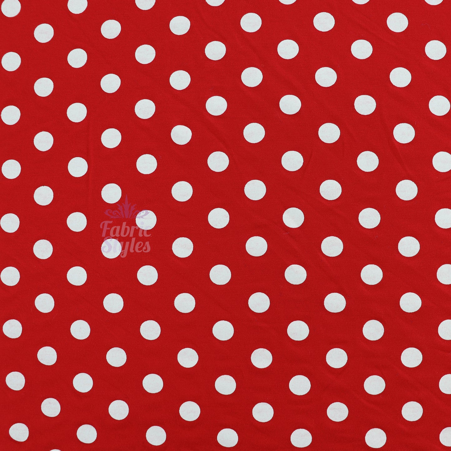 14mm Red Polka Dot Viscose Elastane Fabric