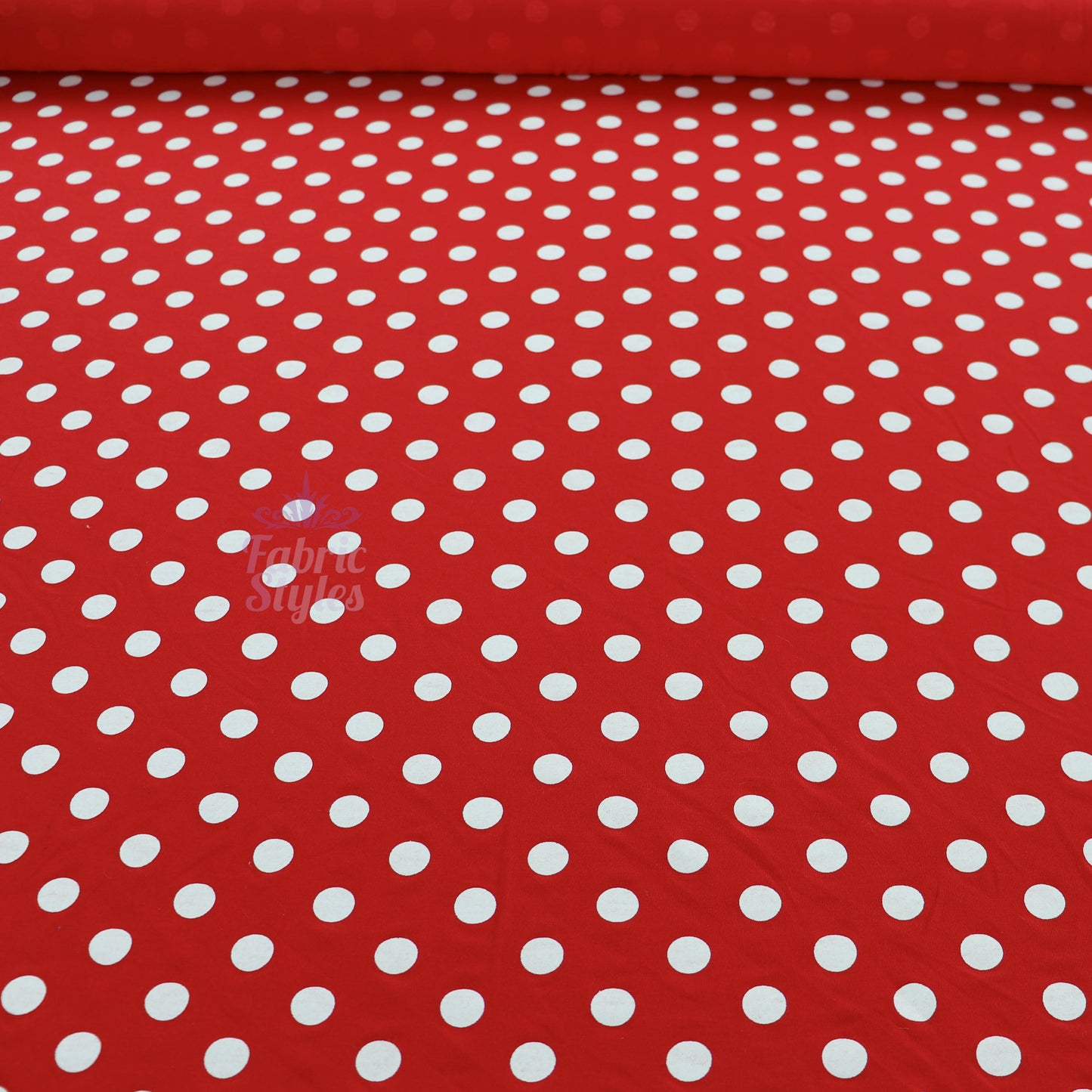 14mm Red Polka Dot Viscose Elastane Fabric