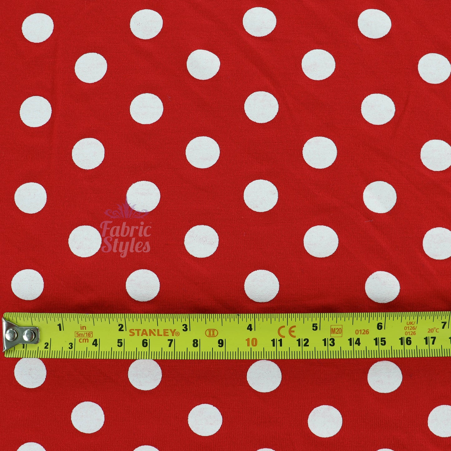 14mm Red Polka Dot Viscose Elastane Fabric