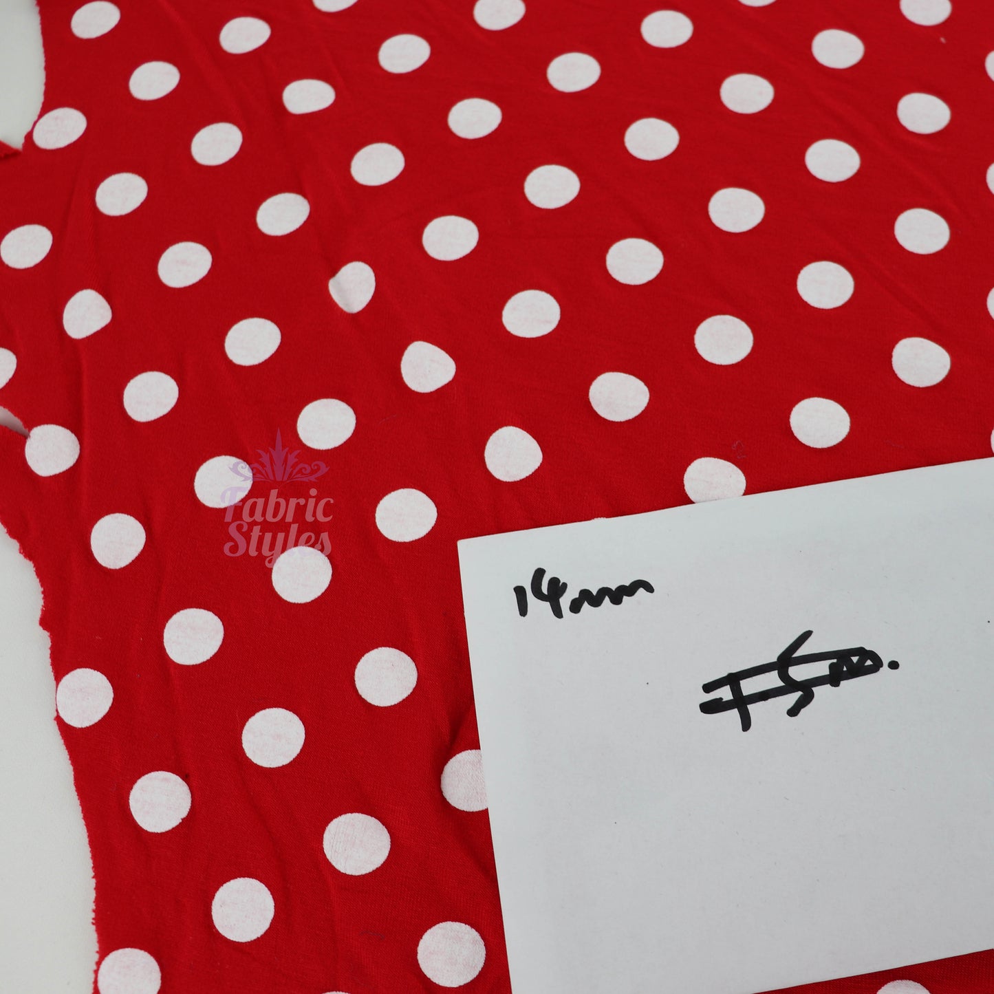 14mm Red Polka Dot Viscose Elastane Fabric