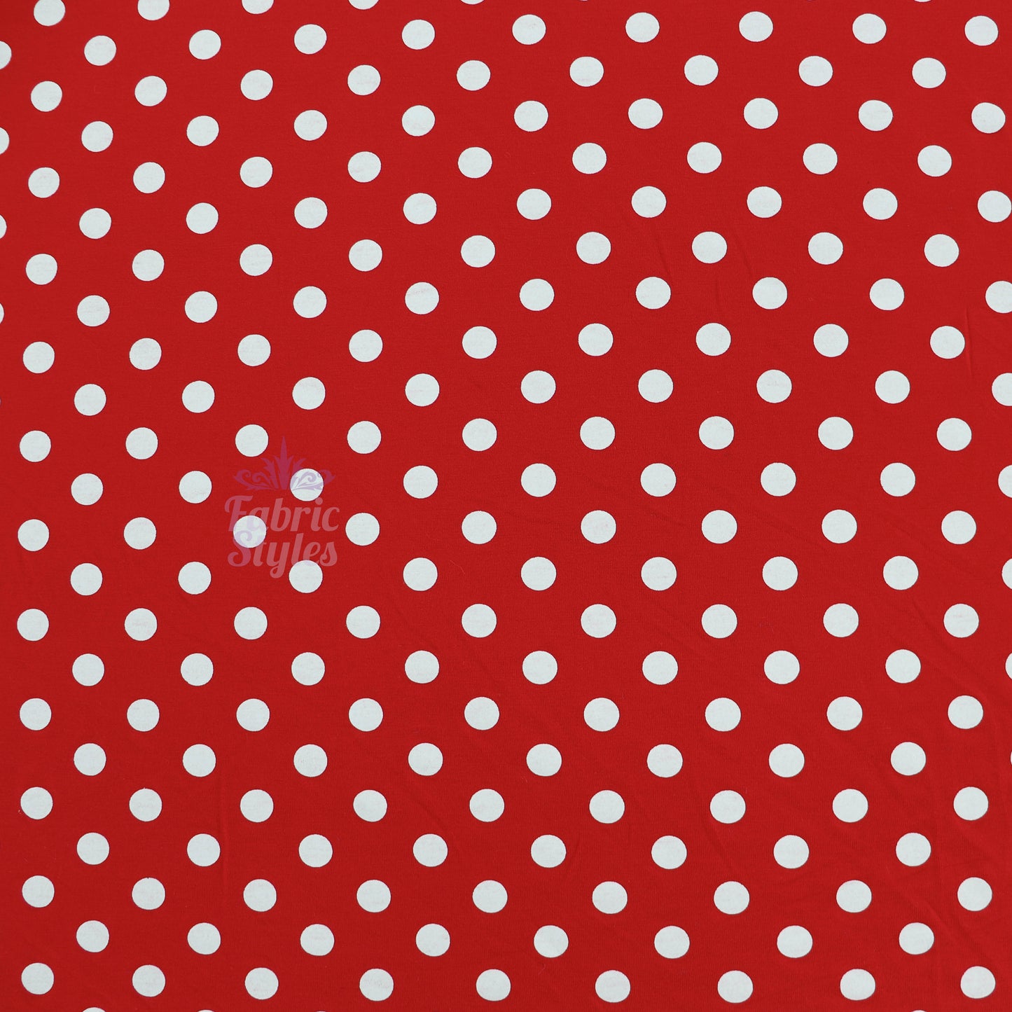 14mm Red Polka Dot Viscose Elastane Fabric