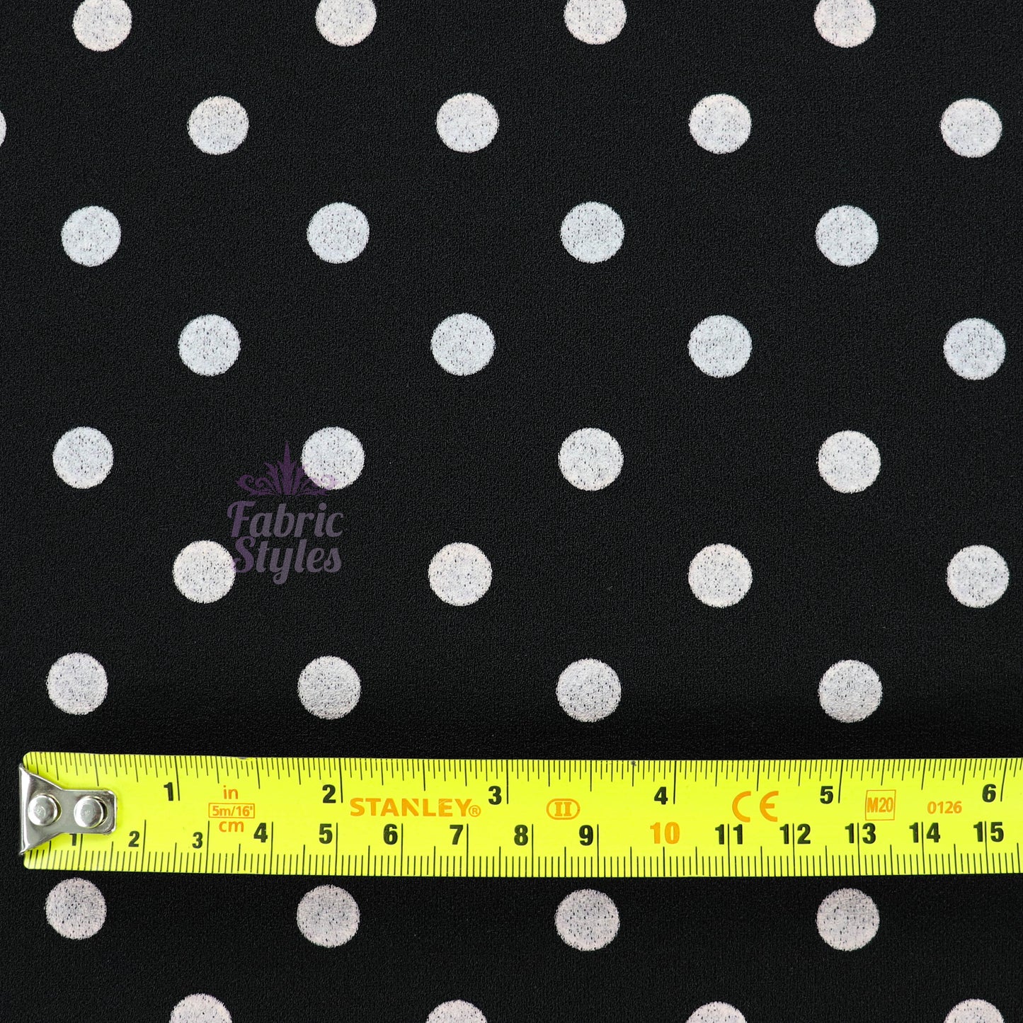 10mm Black And White Polka Dot Scuba Crepe