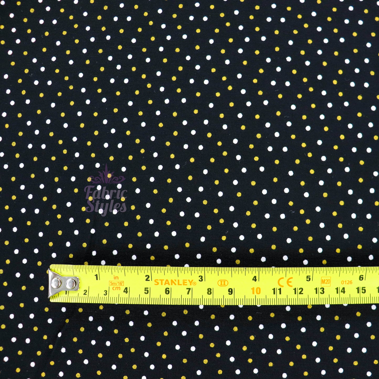 2mm White Gold Polka Dot Viscose Elastane Fabric