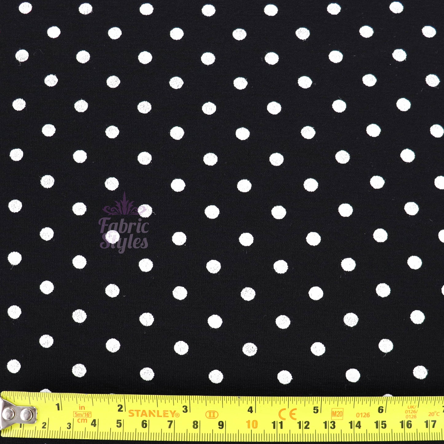 5mm Black White Polka Dot Viscose Elastane Fabric