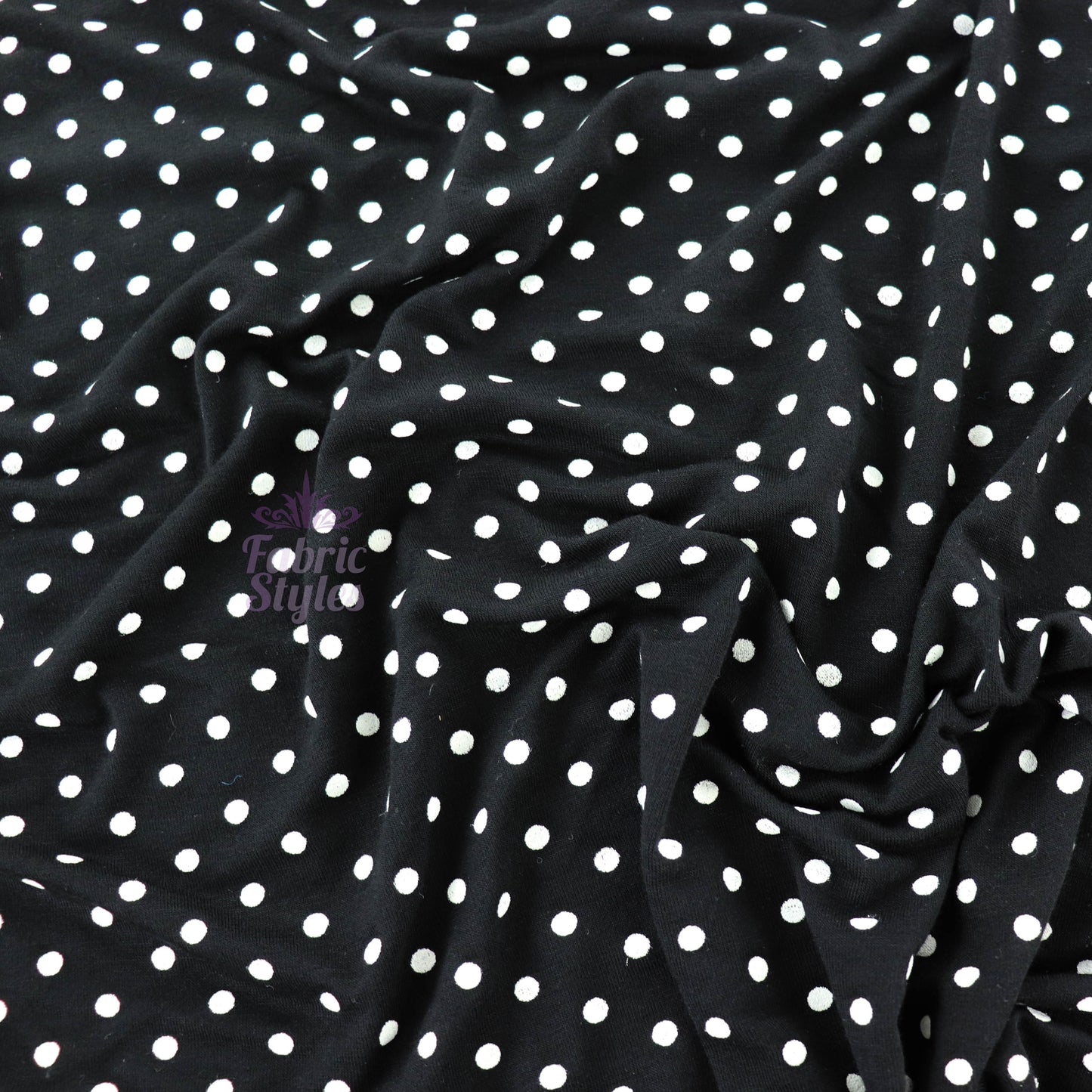 5mm Black White Polka Dot Viscose Elastane Fabric