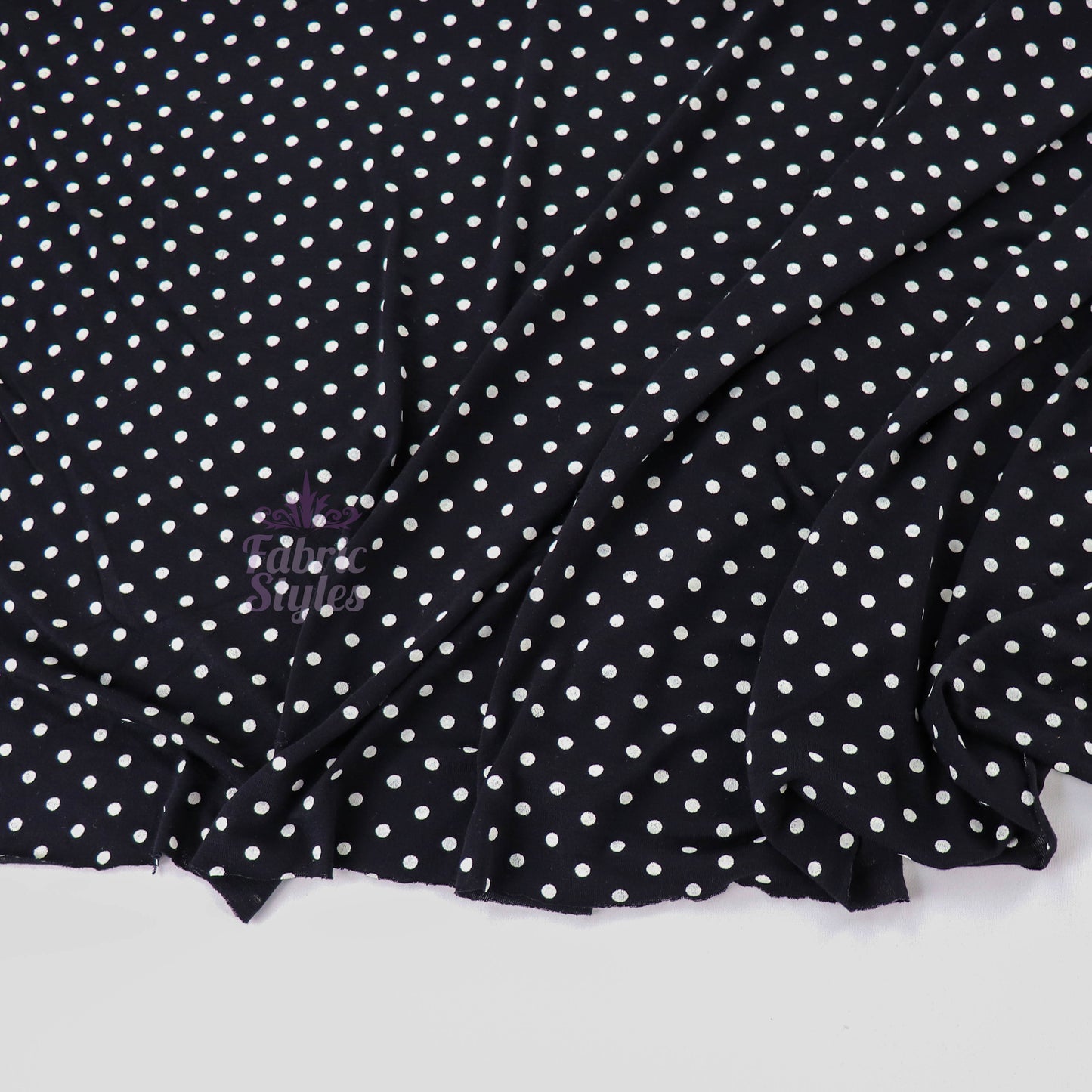 5mm Black White Polka Dot Viscose Elastane Fabric