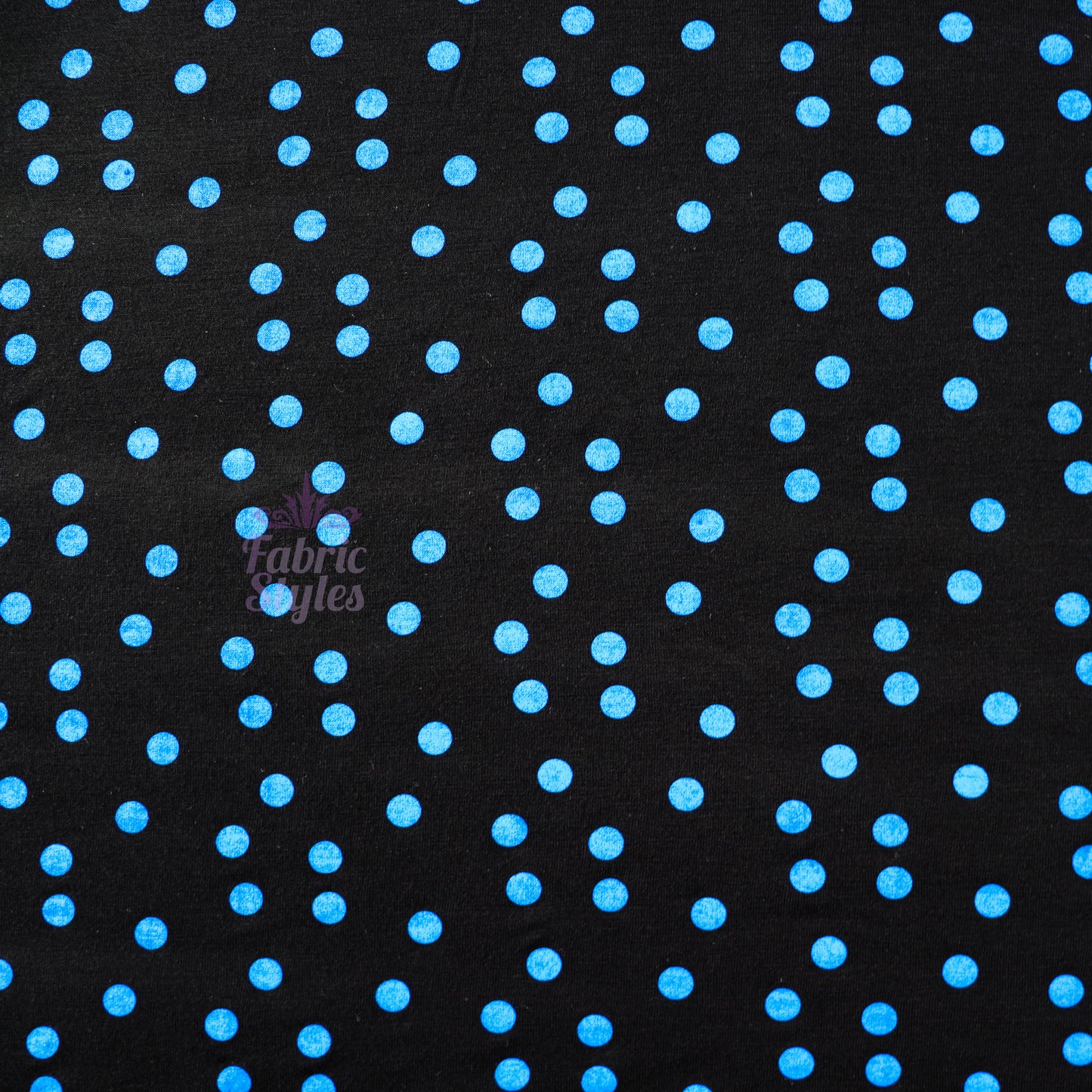 10mm Royal Blue Polka Dot Viscose Elastane Fabric