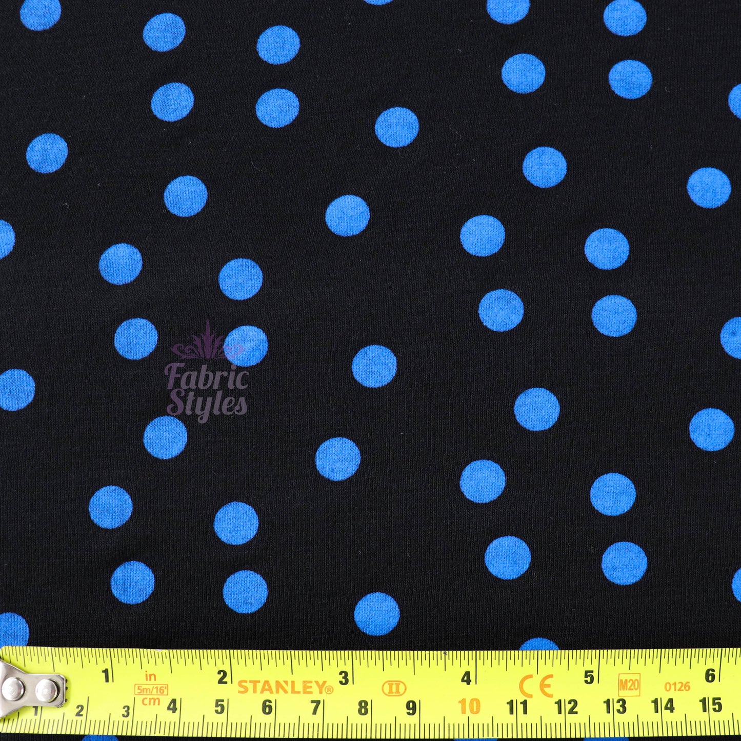10mm Royal Blue Polka Dot Viscose Elastane Fabric