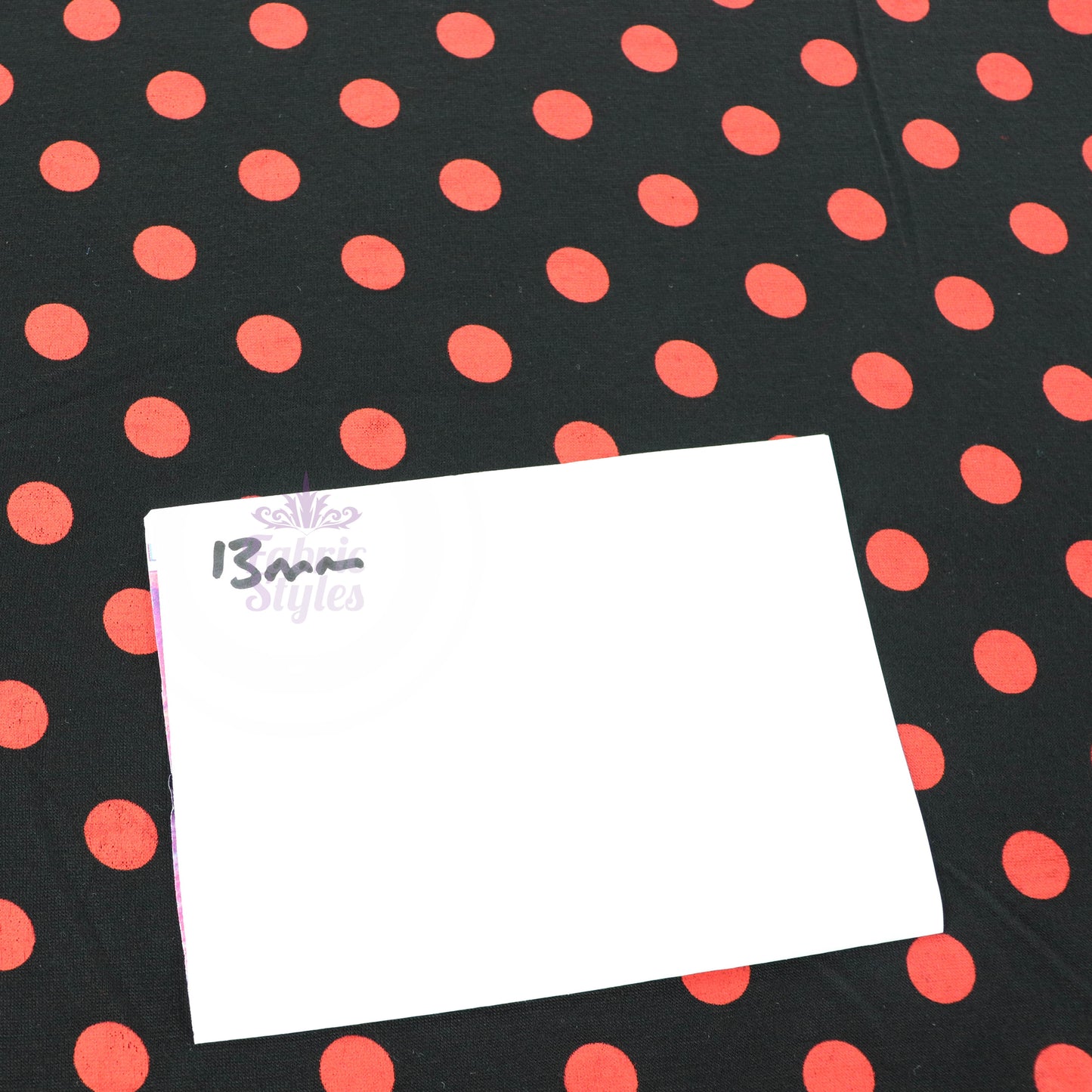 13mm Red Polka Dot Black Viscose Elastane Fabric