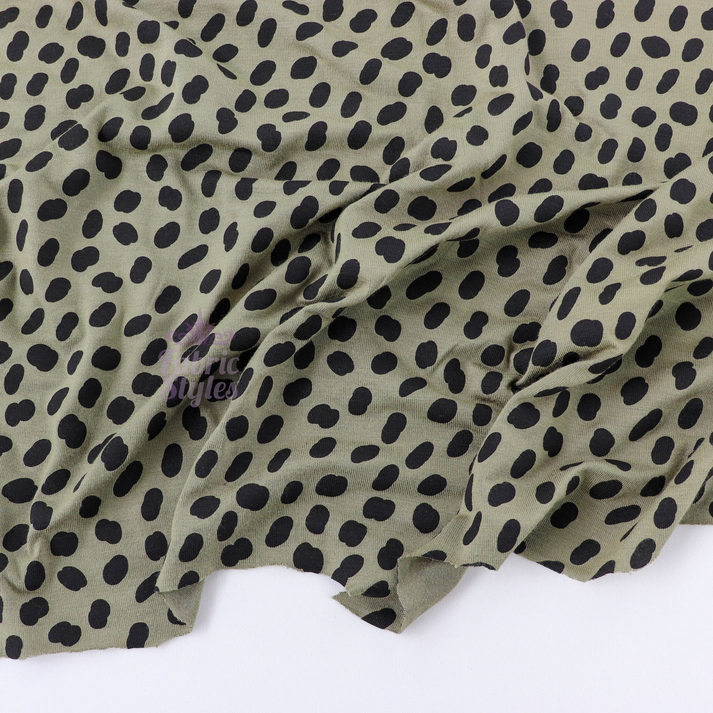 Khaki Black Spots Viscose Elastane