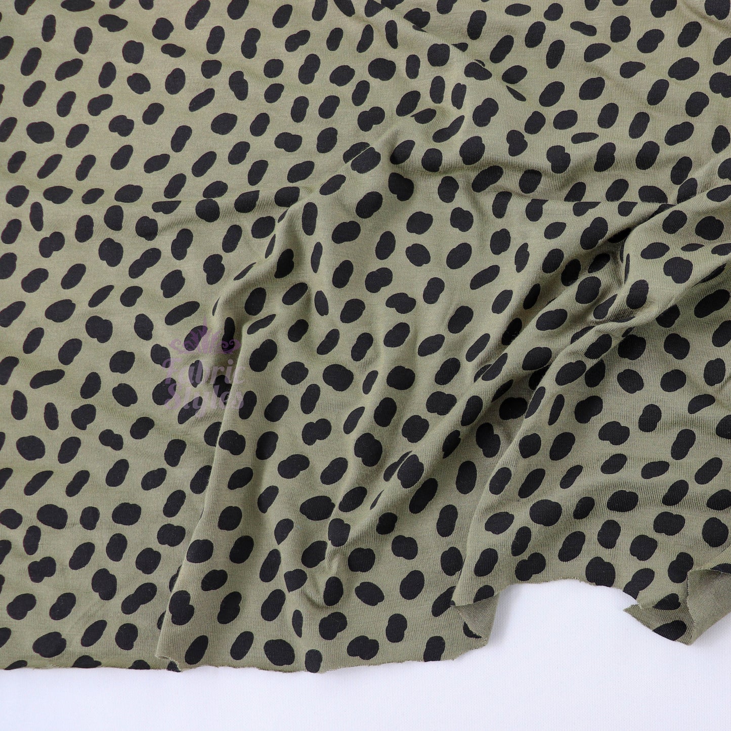Khaki Black Spots Viscose Elastane