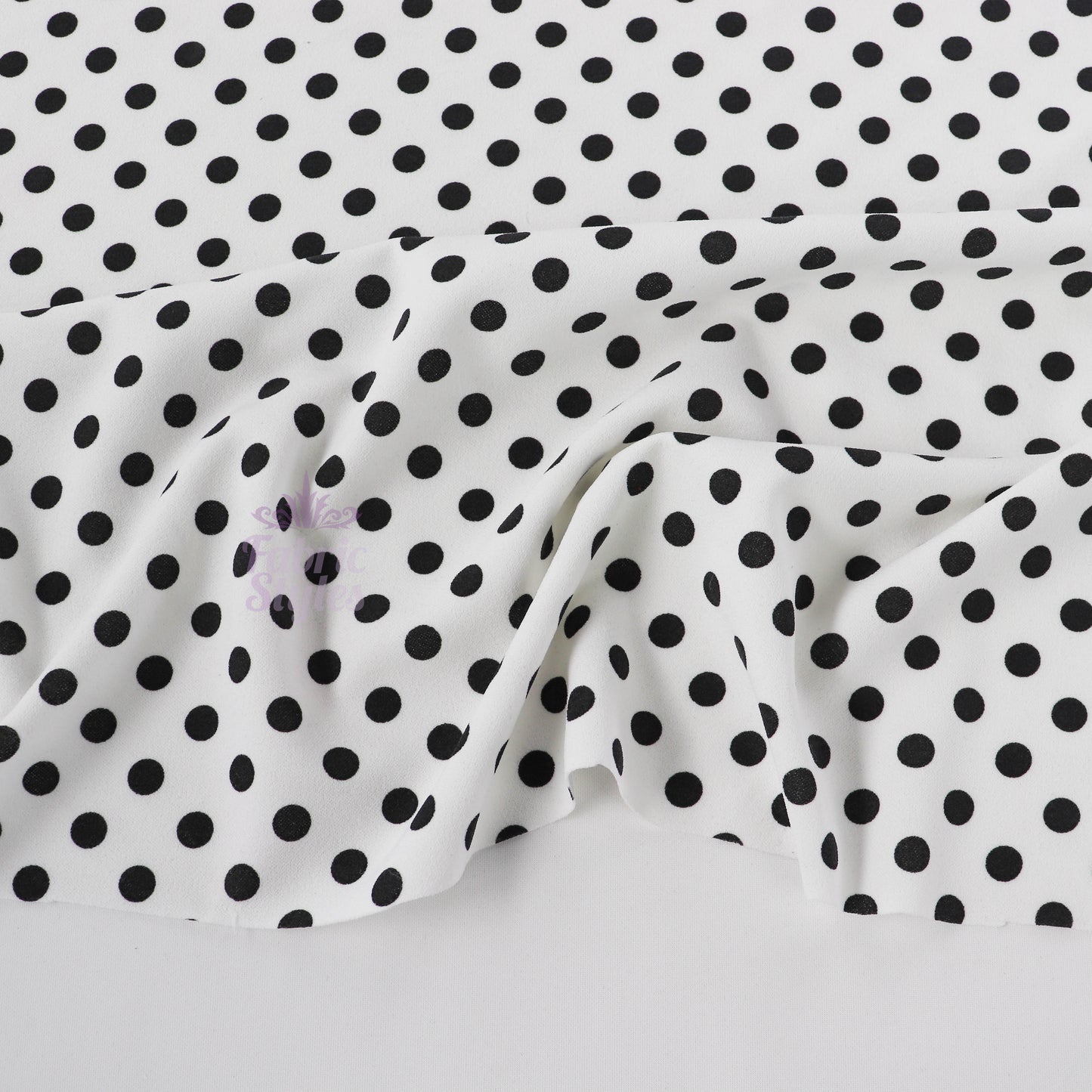 10mm Black White Polka Dot Scuba Crepe Fabric